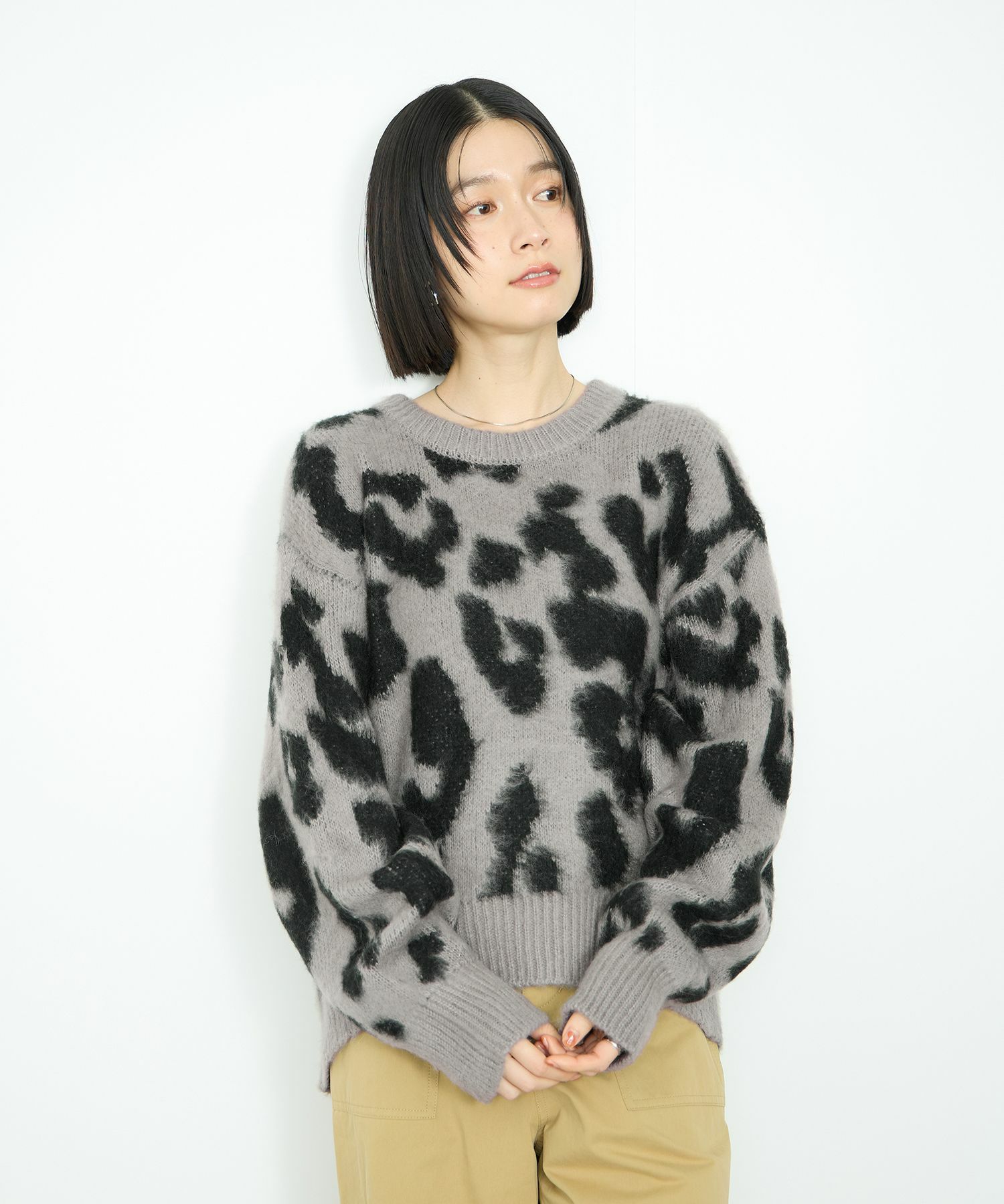 [さらに50%OFF]Idnes  レオパードニットプルオーバー レディース商品サムネイル-2