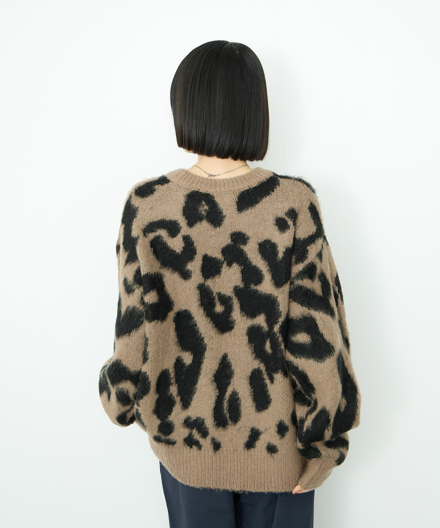  Idnes レオパードニットプルオーバー レディース