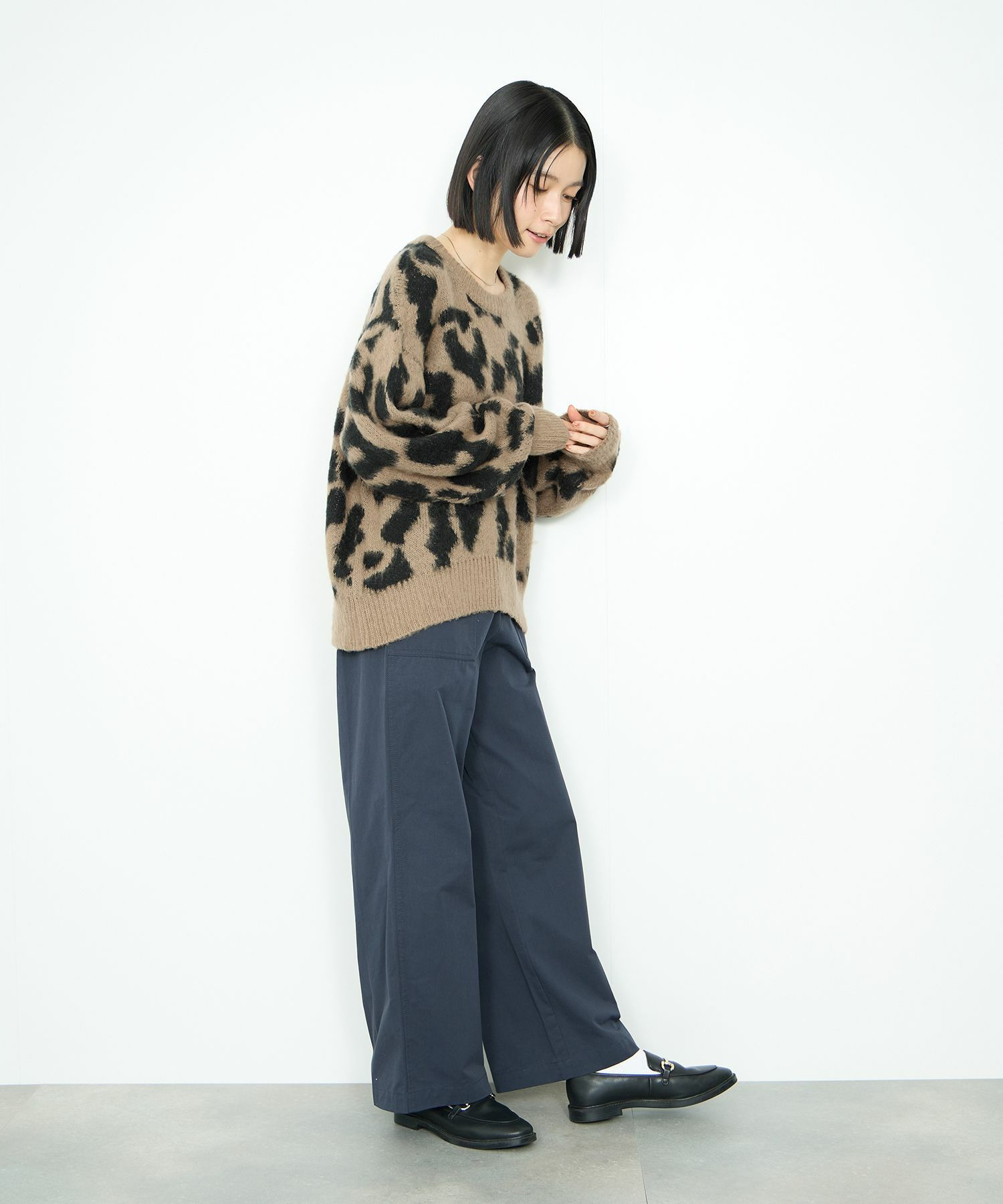 Idnes  レオパードニットプルオーバー レディース商品画像-7