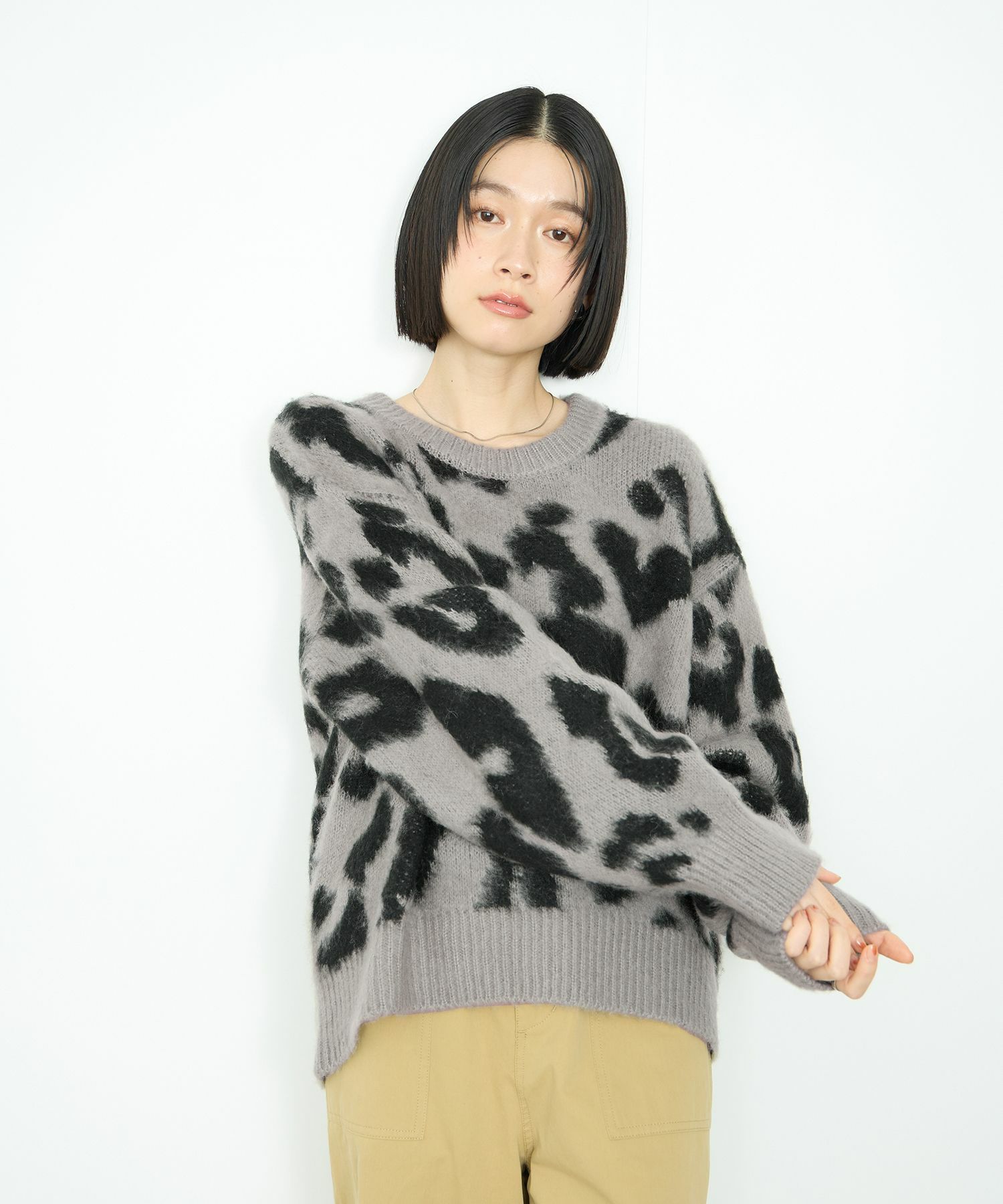 [さらに50%OFF]Idnes  レオパードニットプルオーバー レディース商品画像-9