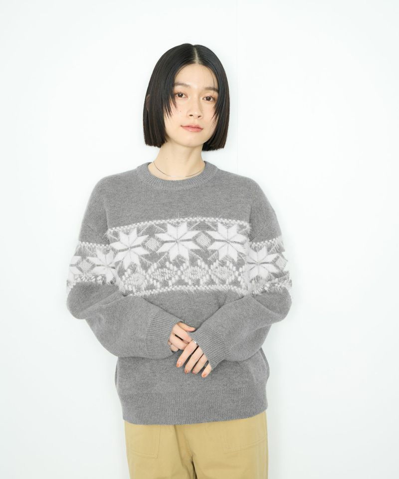 Idnes  雪柄シャギーニット レディース商品画像-9