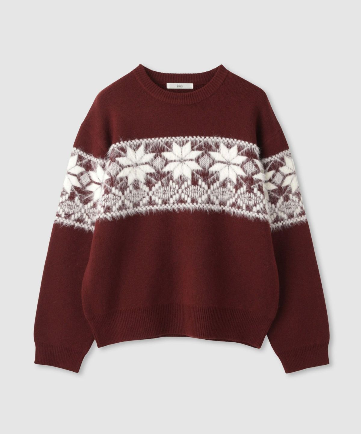 Idnes 雪柄シャギーニット レディース