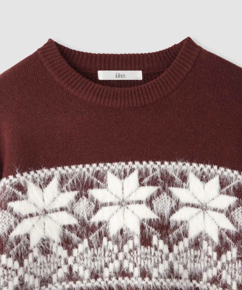 Idnes  雪柄シャギーニット レディース商品画像-19