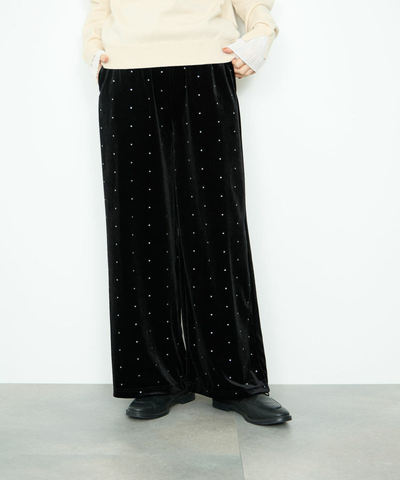 Idnes  ベロアドットパンツ レディース商品画像-2