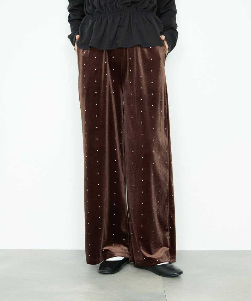 Idnes  ベロアドットパンツ レディース商品画像-3