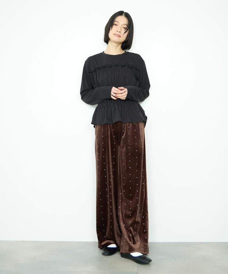 Idnes  ベロアドットパンツ レディース商品画像-10