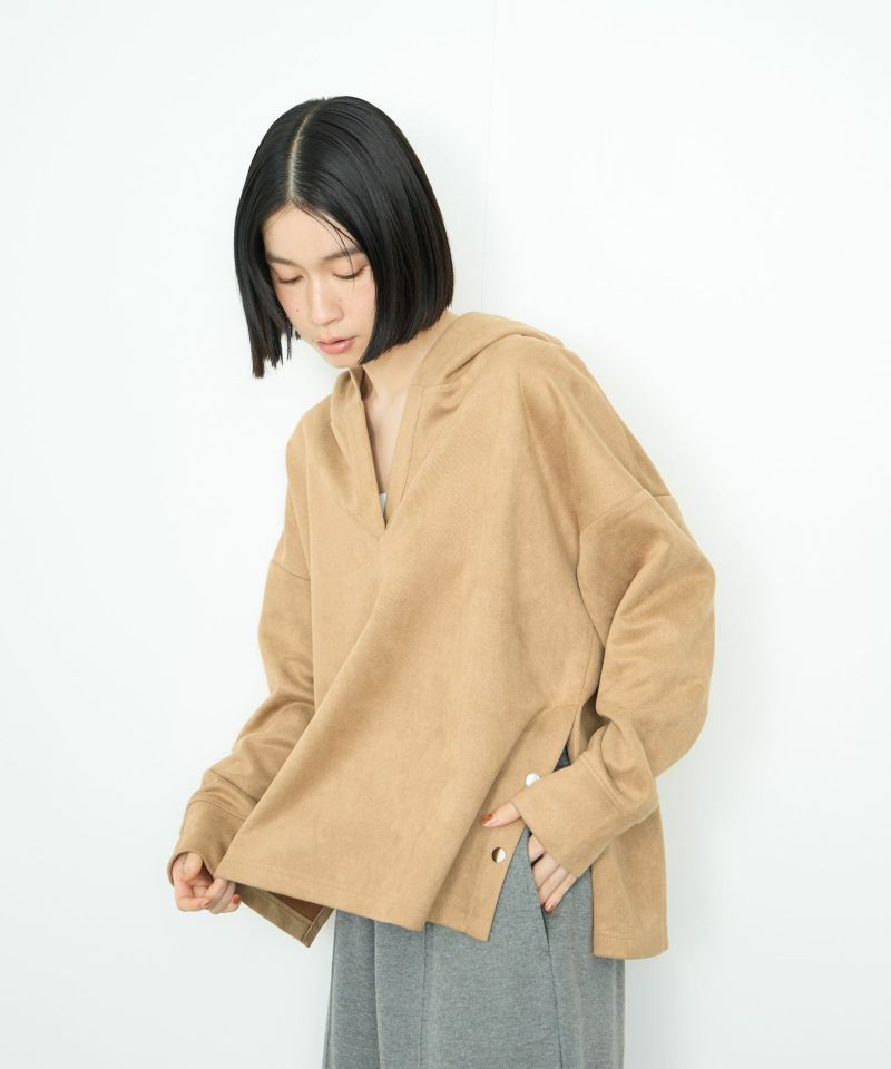 Idnes スエードライク起毛パーカー レディース