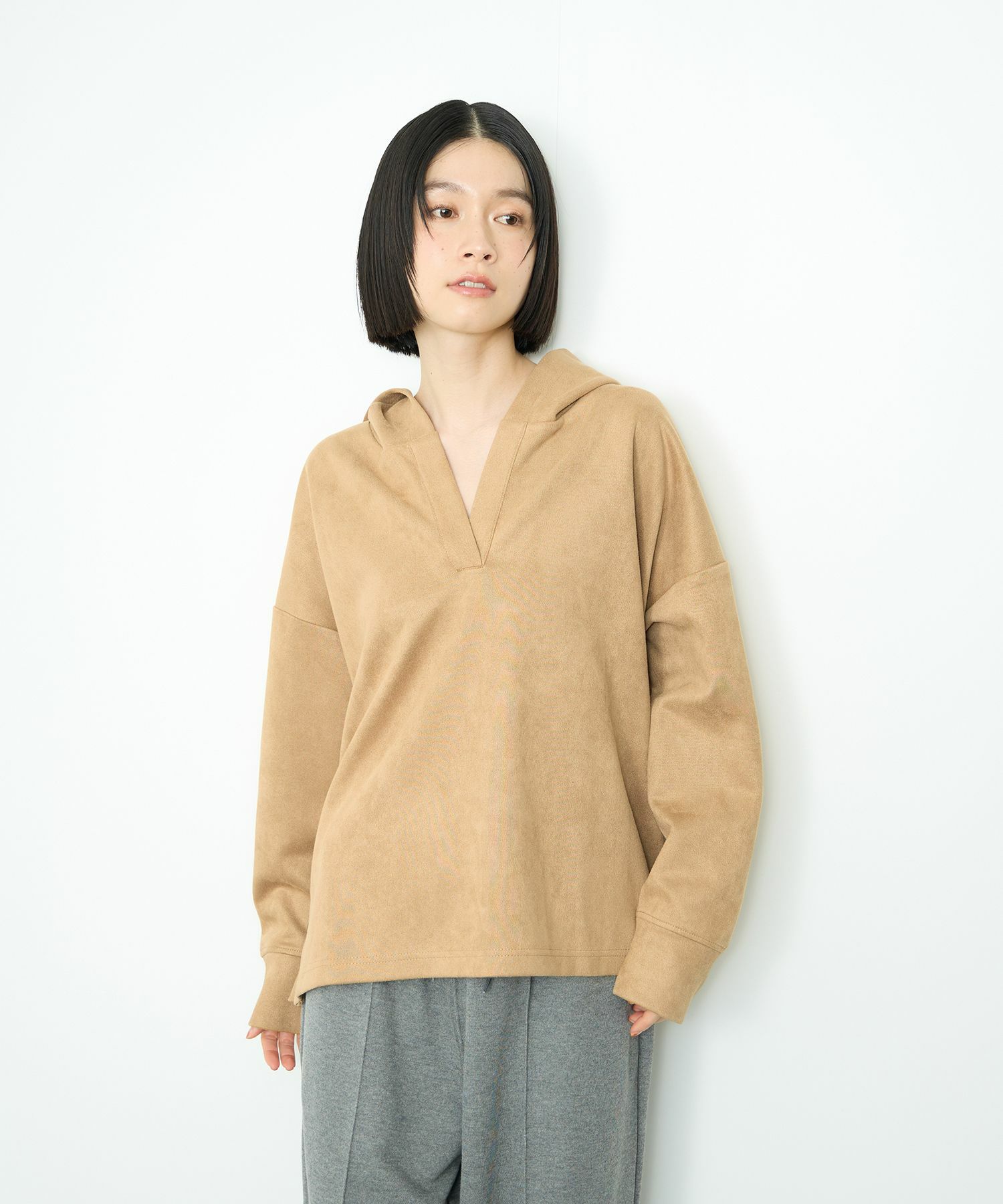 Idnes  スエードライク起毛パーカー レディース商品画像-5