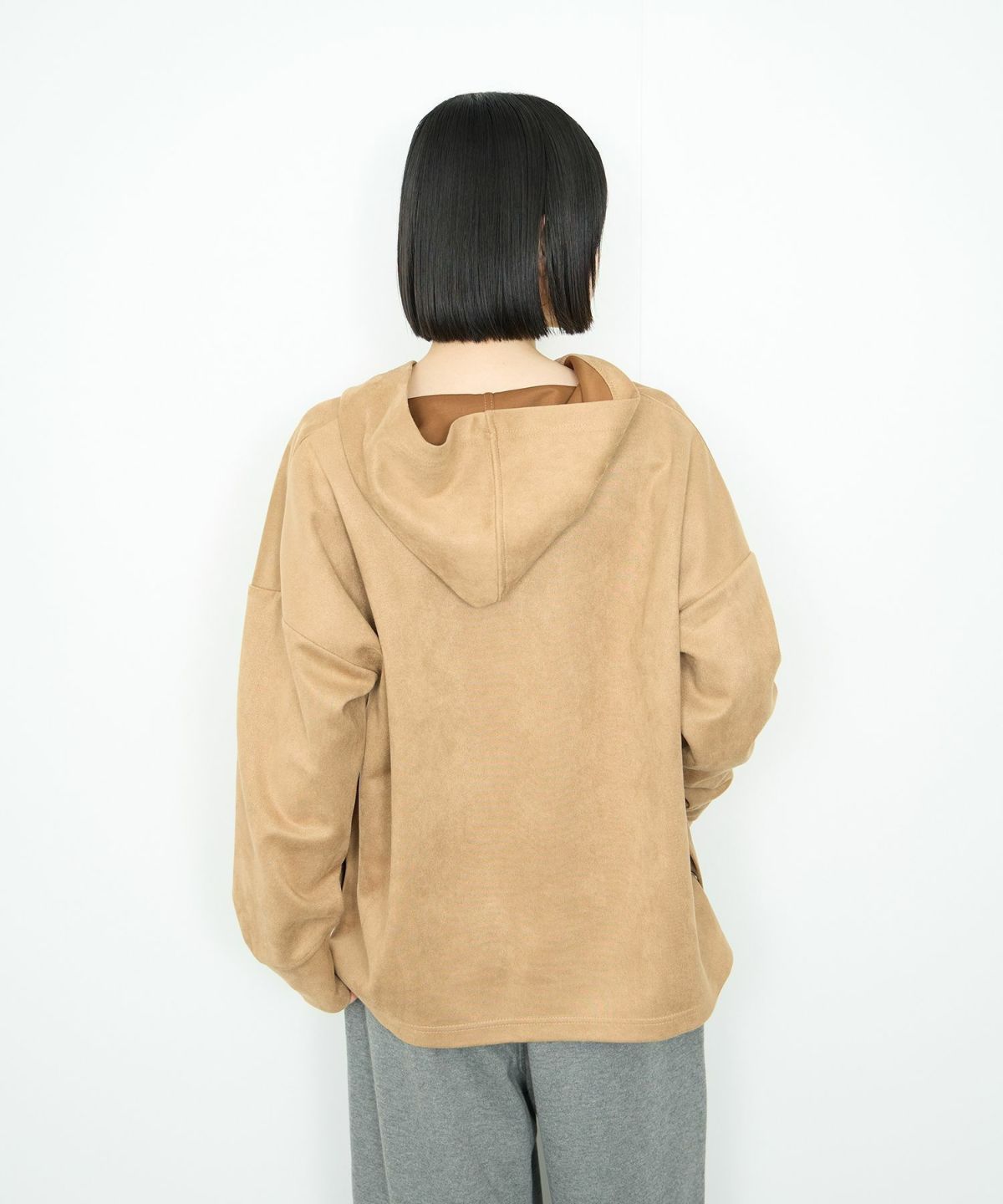 Idnes スエードライク起毛パーカー レディース