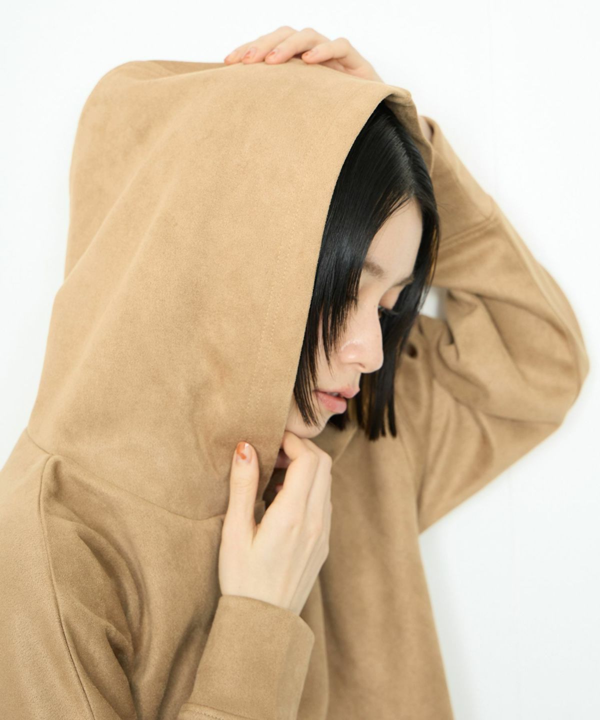 Idnes スエードライク起毛パーカー レディース