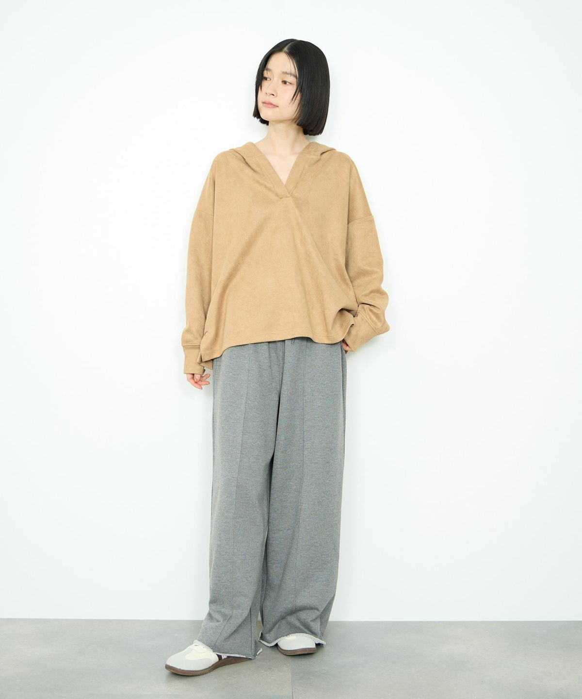 Idnes スエードライク起毛パーカー レディース