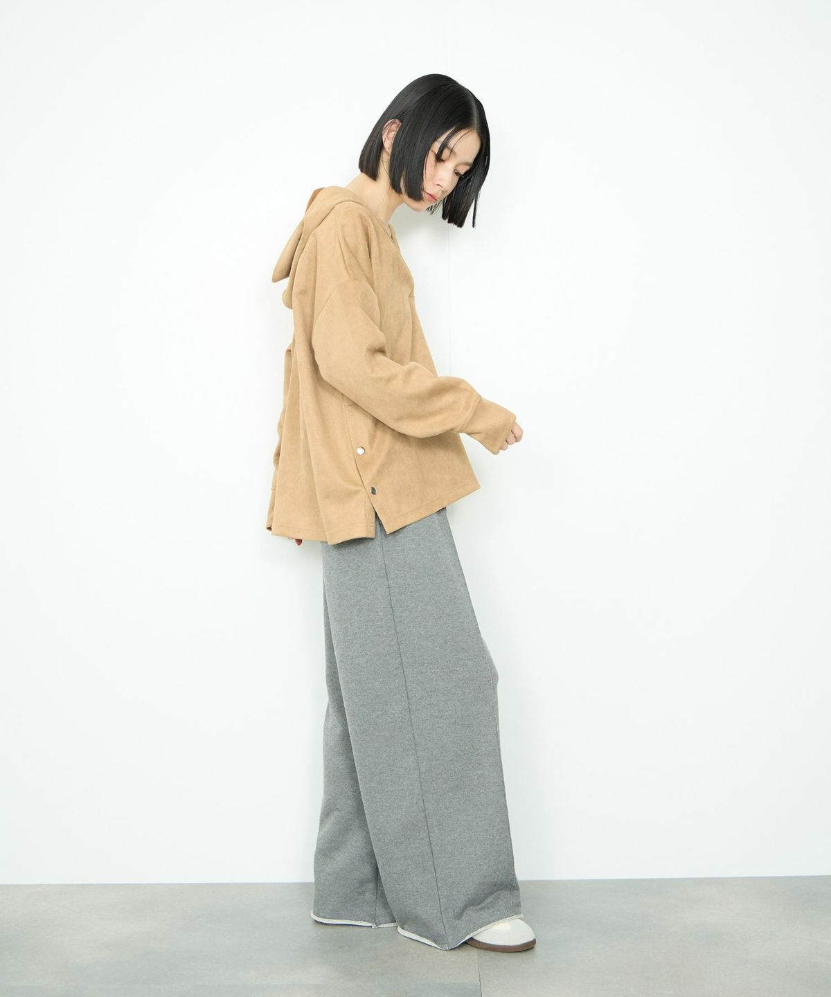 Idnes スエードライク起毛パーカー レディース