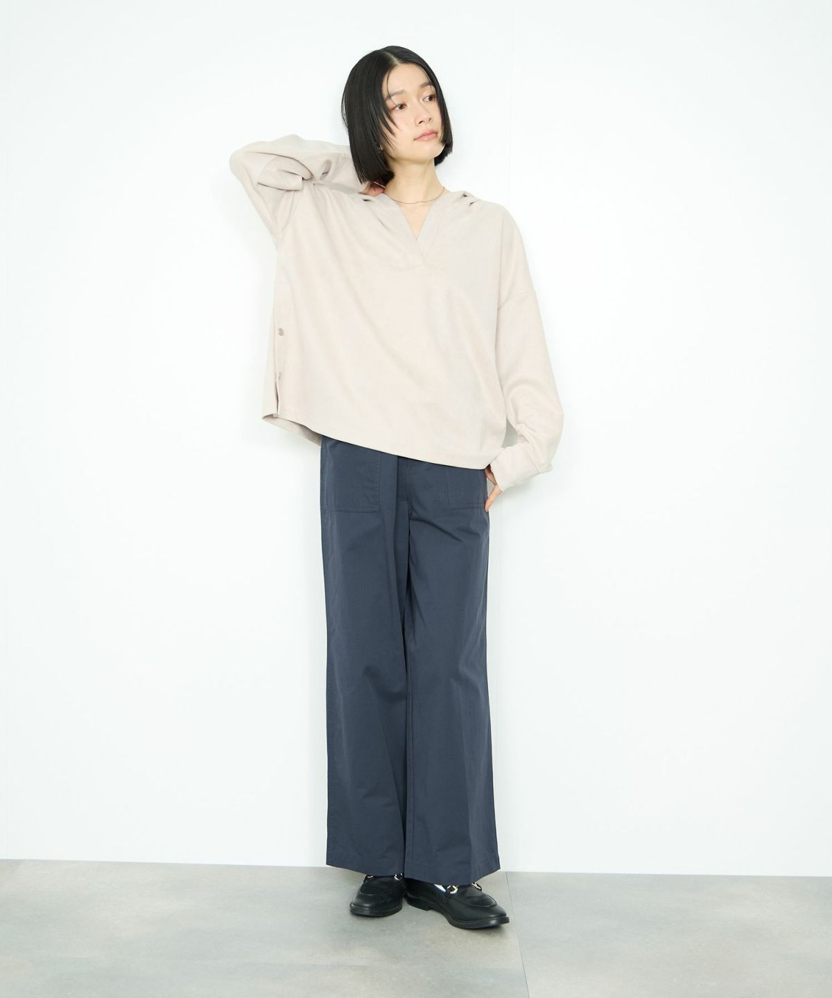 Idnes スエードライク起毛パーカー レディース