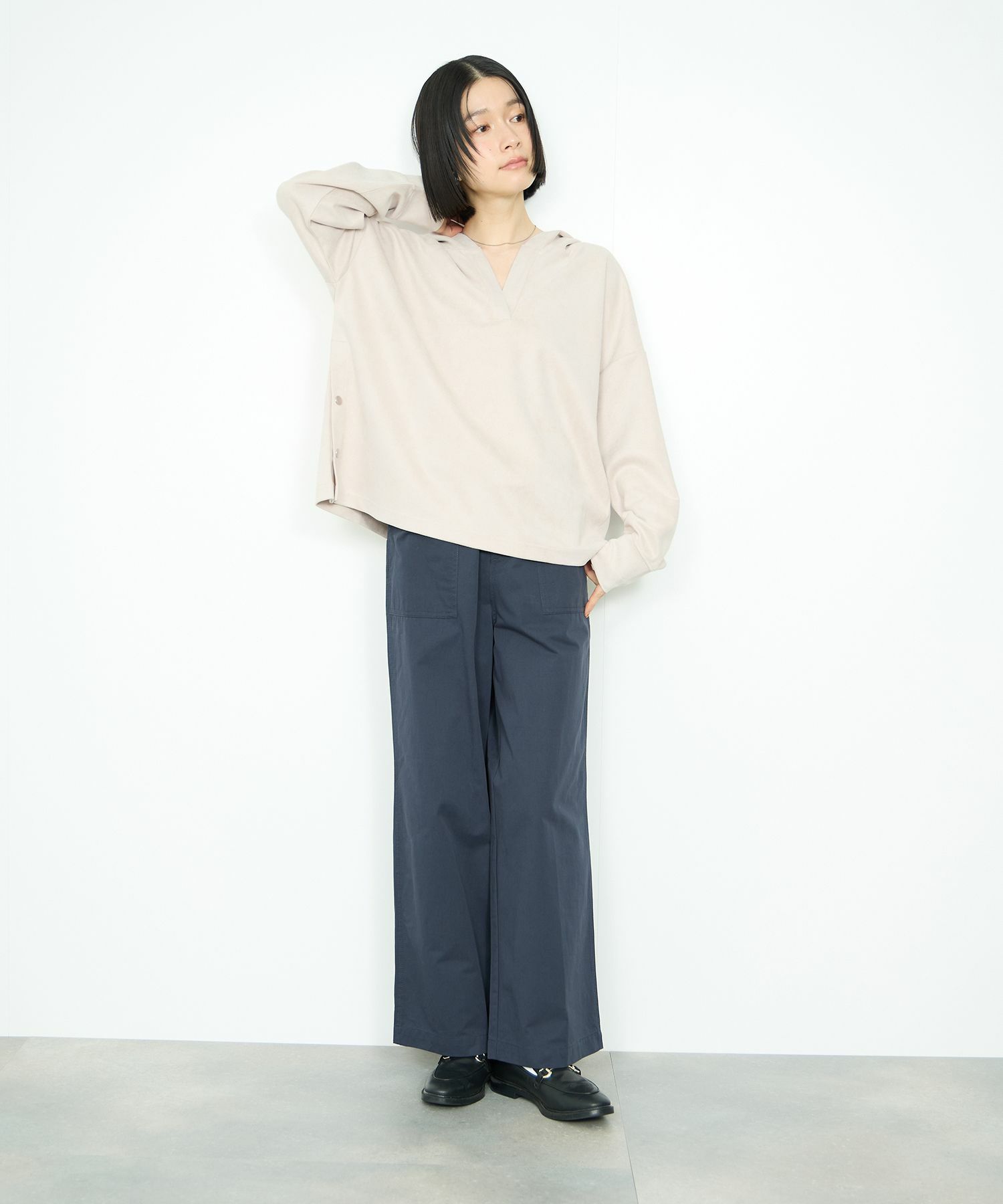 Idnes スエードライク起毛パーカー レディース