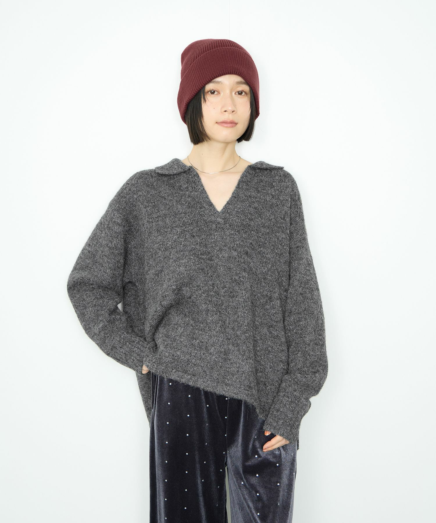Idnes スキッパーポロニット レディース