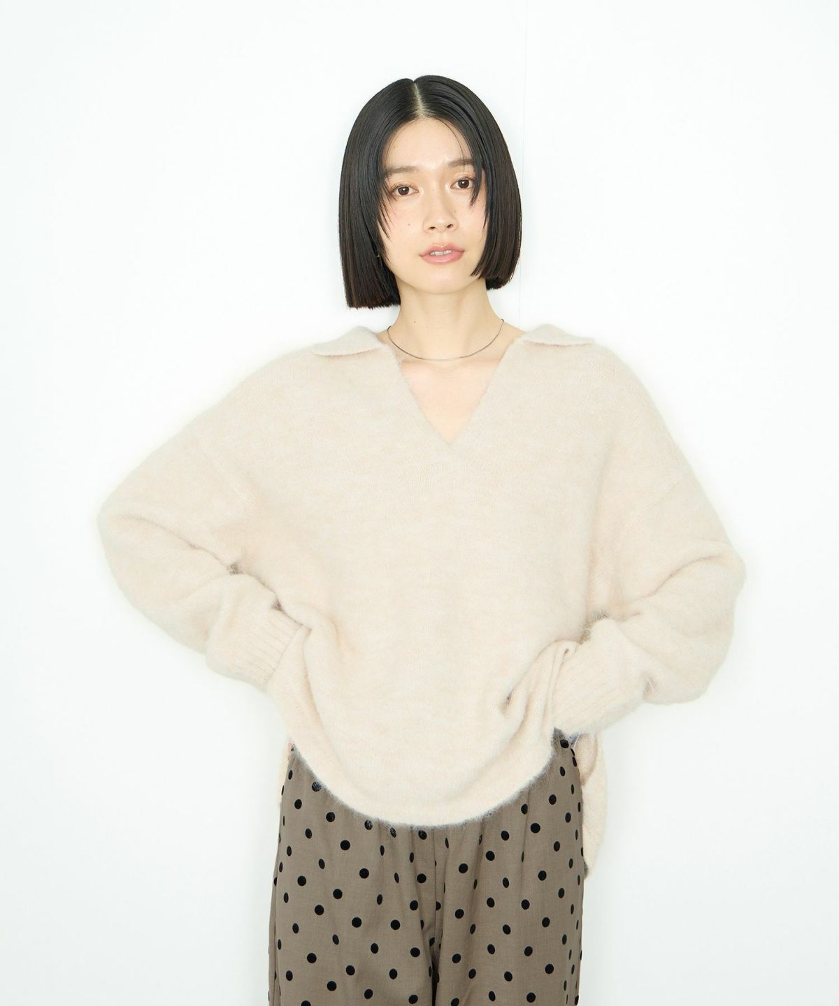 Idnes スキッパーポロニット レディース