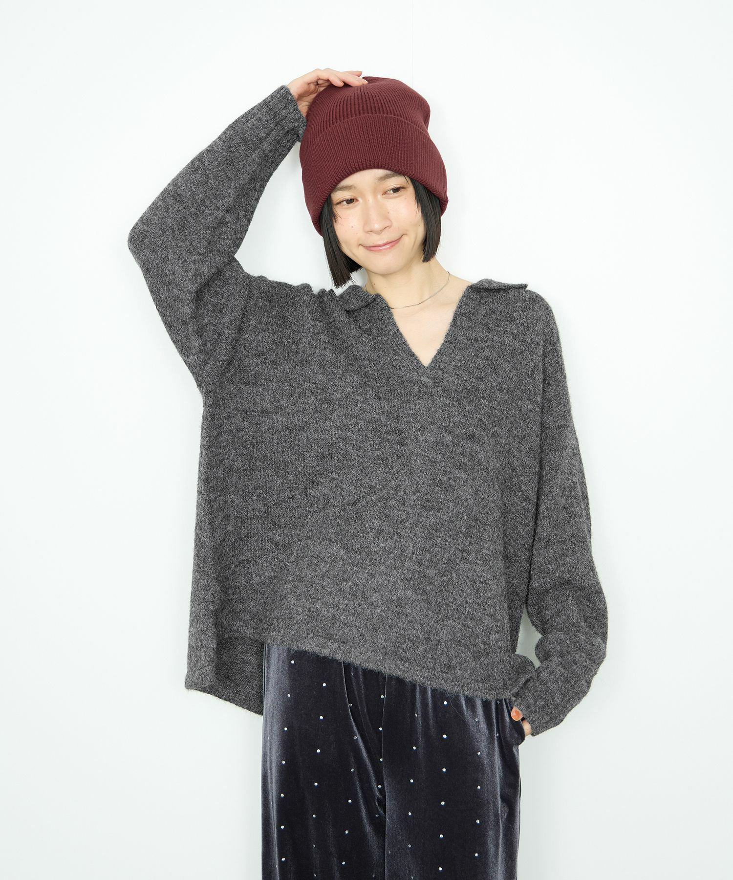 Idnes スキッパーポロニット レディース