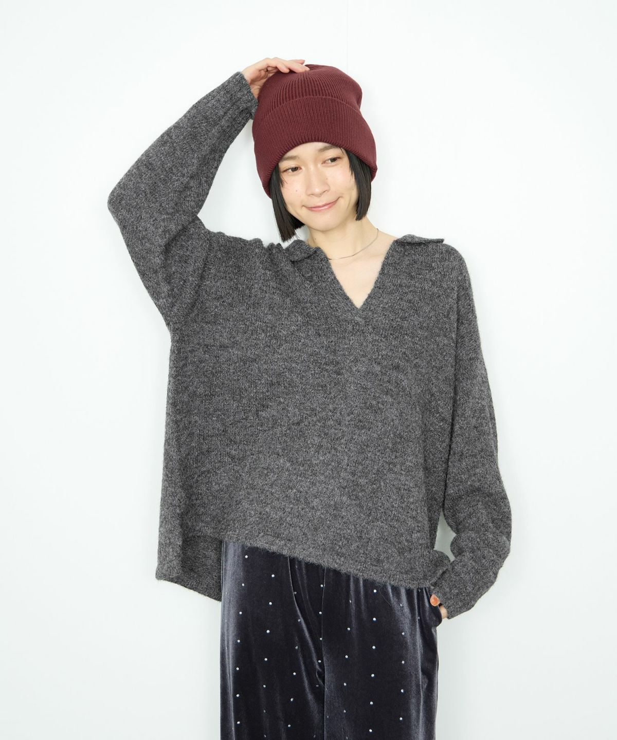 Idnes スキッパーポロニット レディース