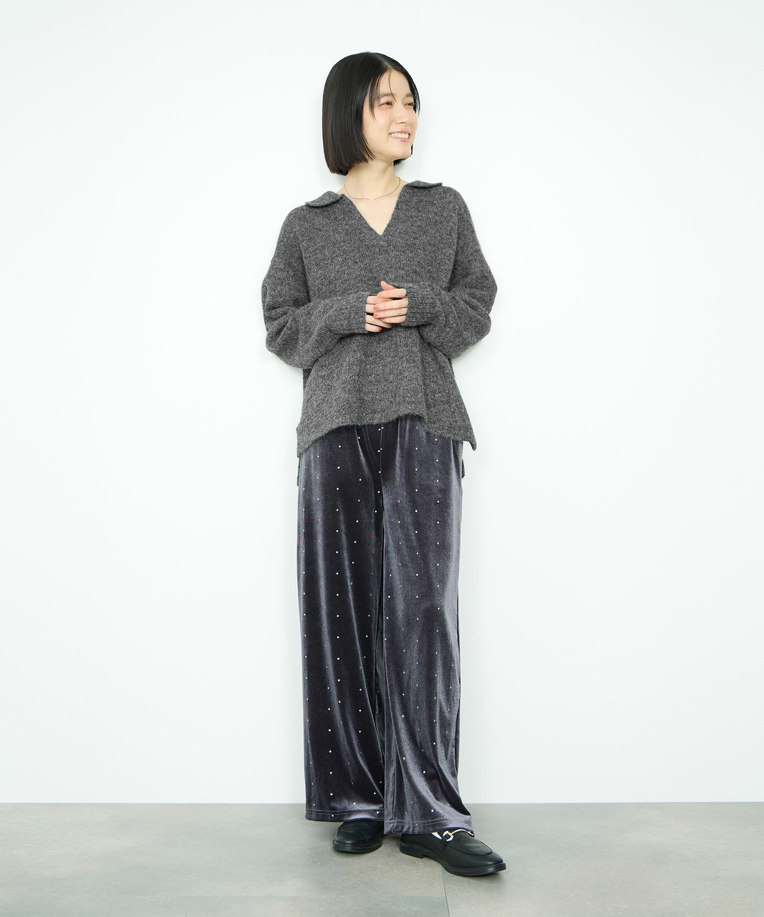 [さらに50%OFF]Idnes  スキッパーポロニット レディース商品画像-6