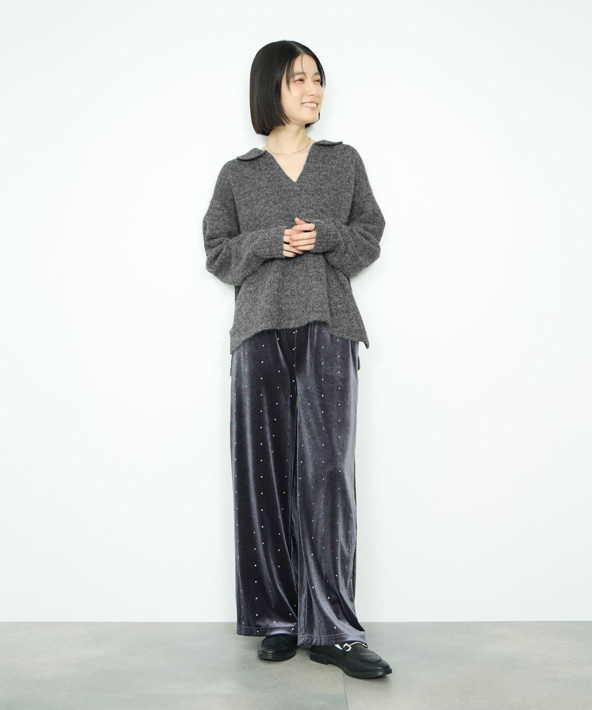 Idnes スキッパーポロニット レディース