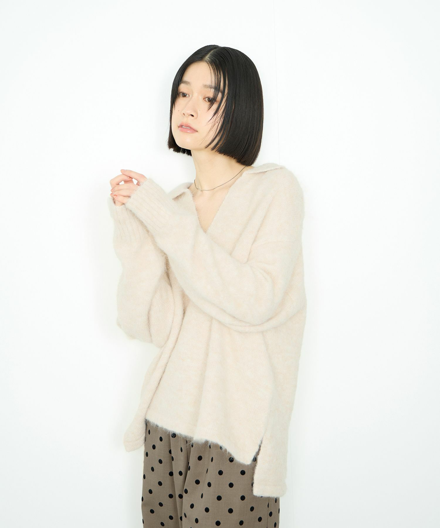 Idnes スキッパーポロニット レディース