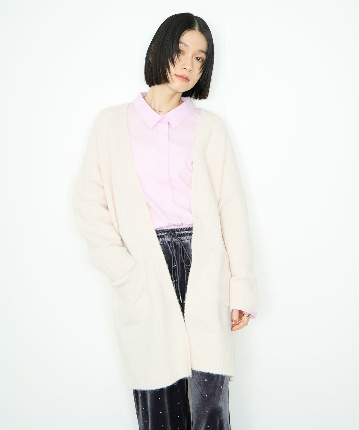 Idnes ロングニットカーディガン レディース