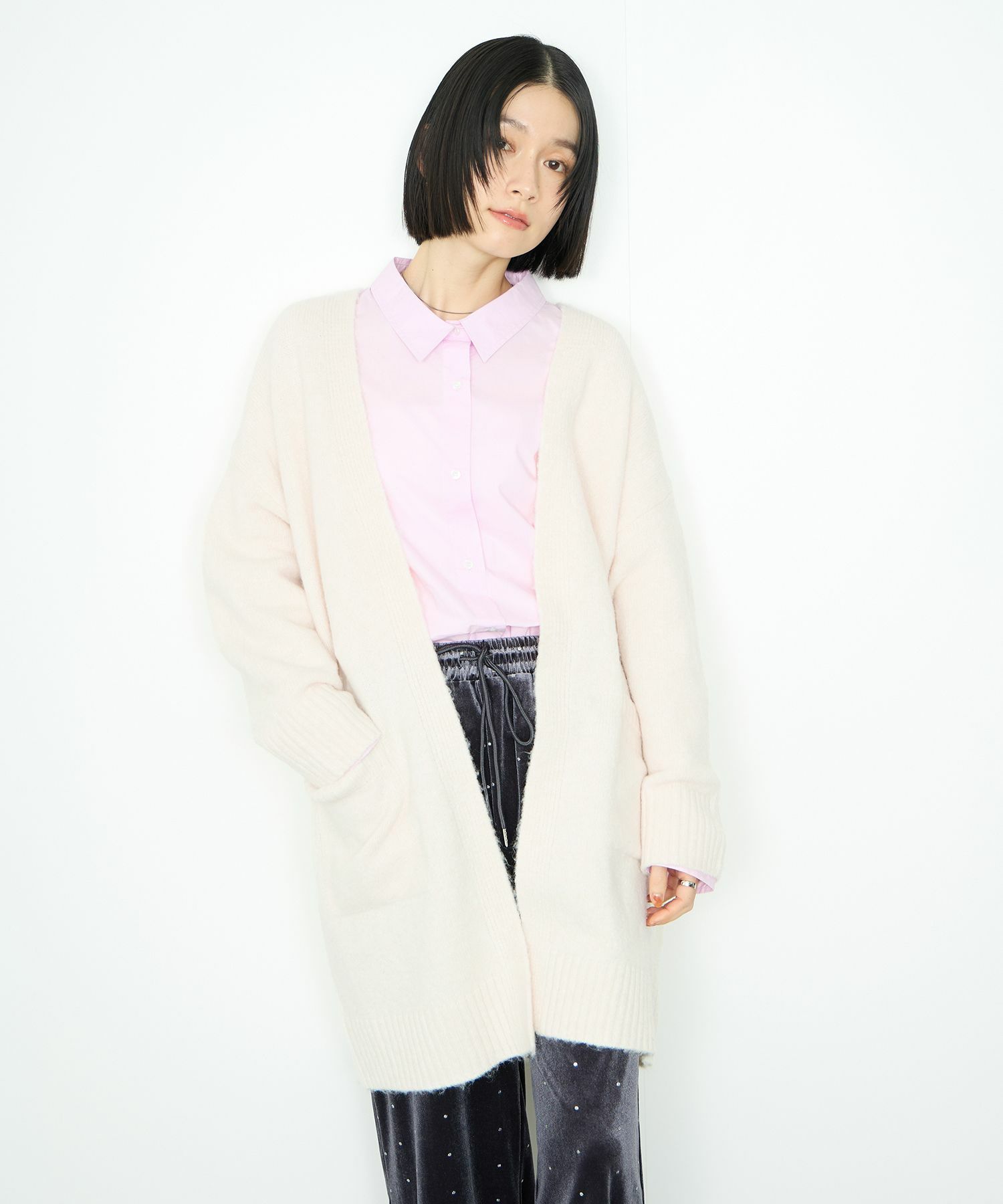 Idnes ロングニットカーディガン レディース