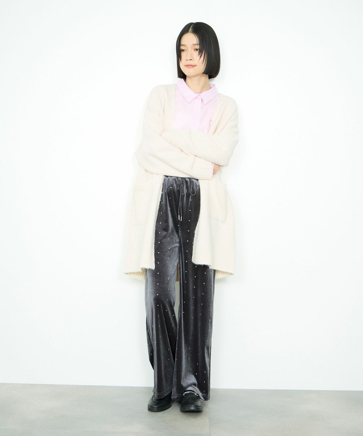 Idnes ロングニットカーディガン レディース