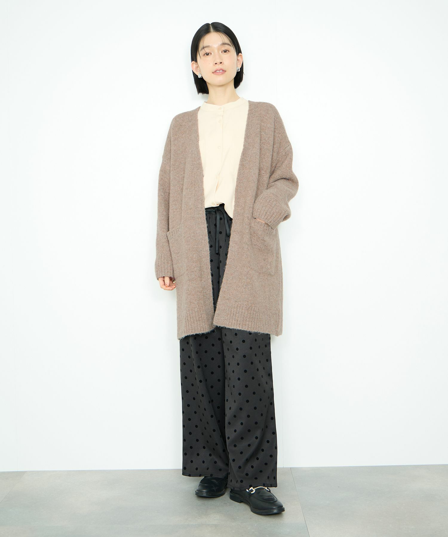 Idnes ロングニットカーディガン レディース