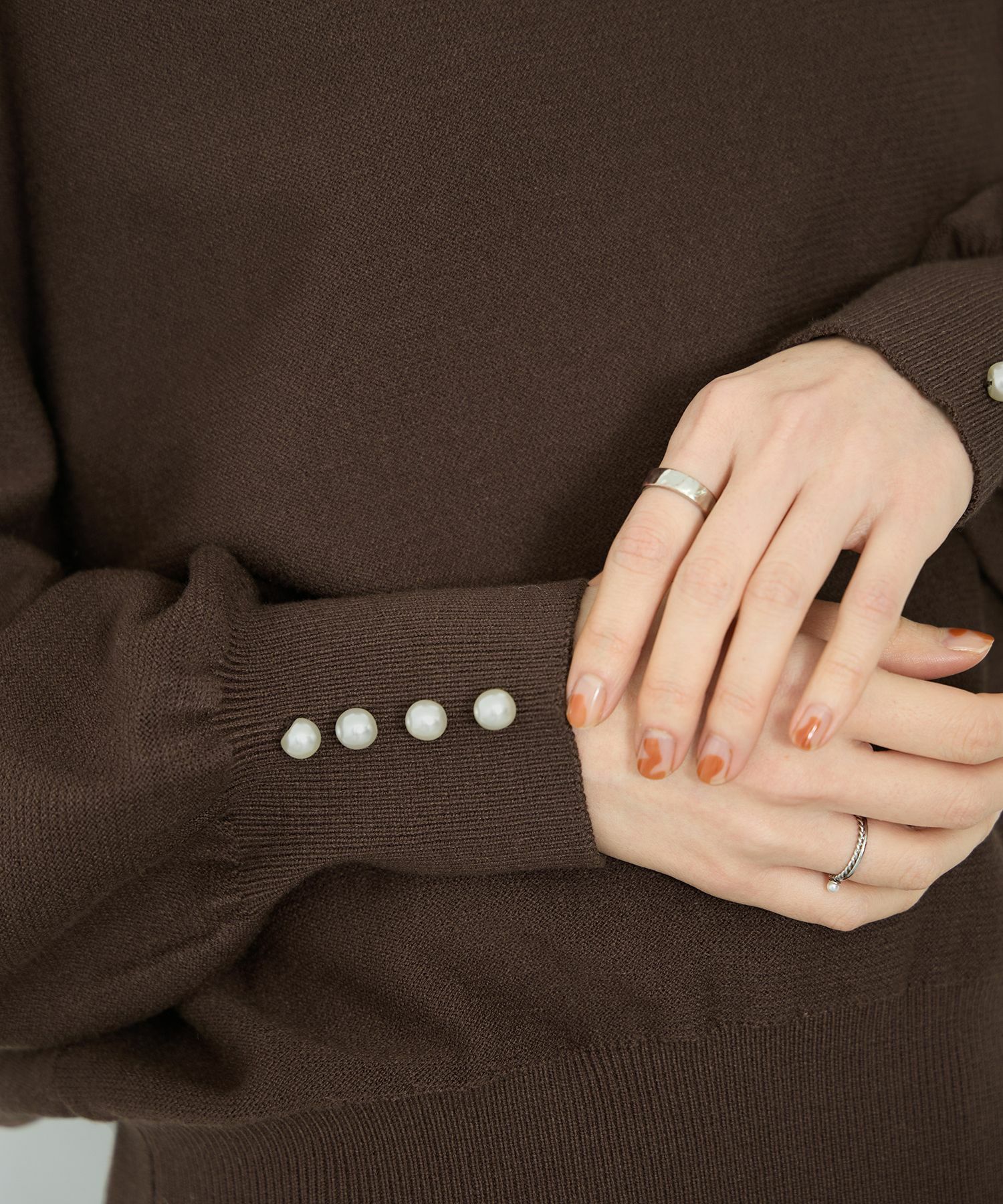 Idnes  横リブパールボタンニット レディース商品画像-8