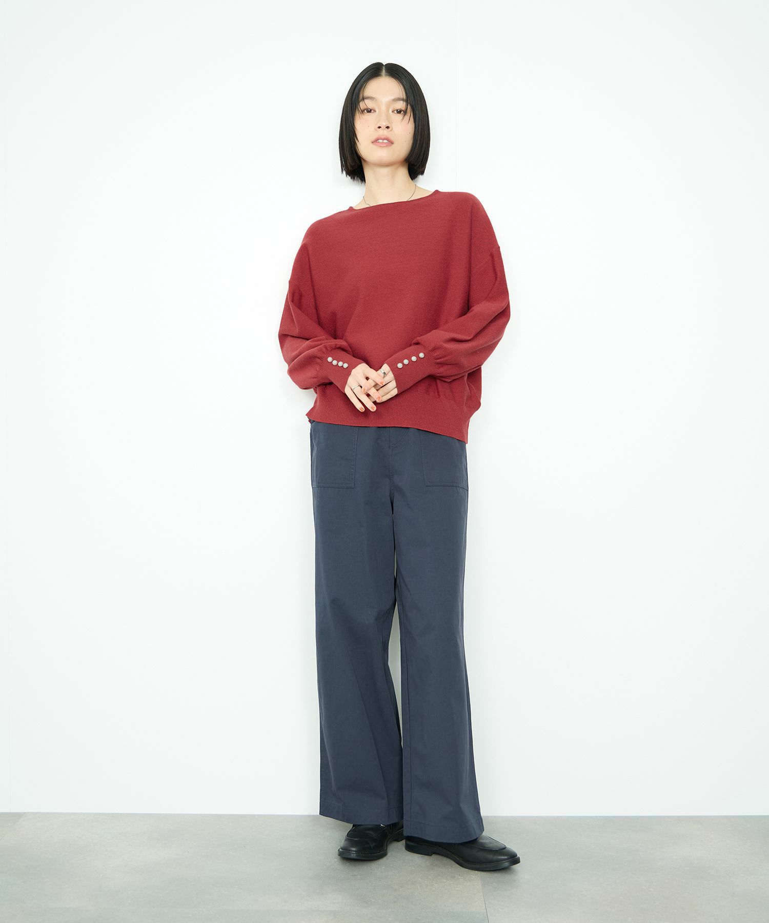 Idnes  横リブパールボタンニット レディース商品画像-19