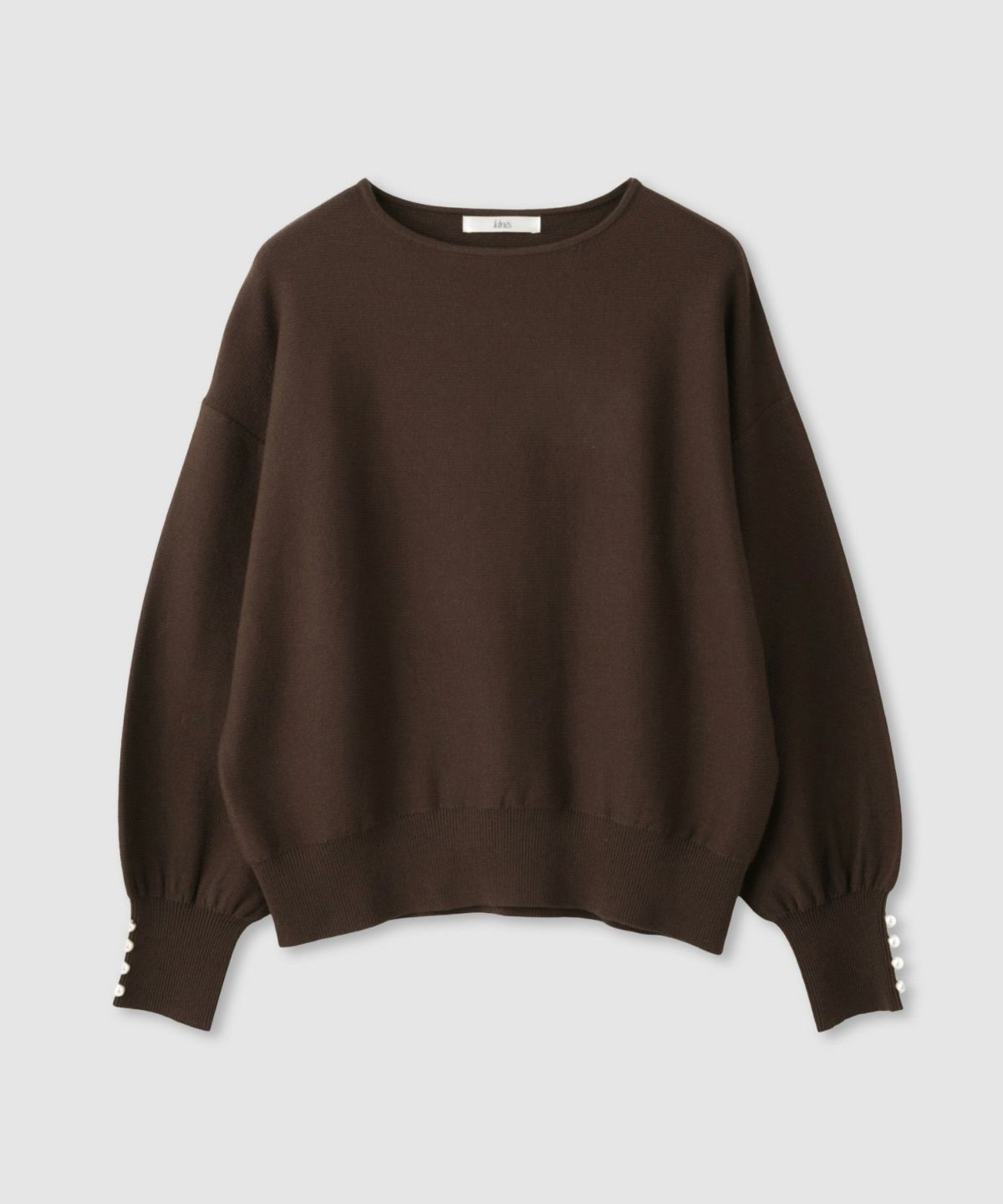 Idnes 横リブパールボタンニット レディース