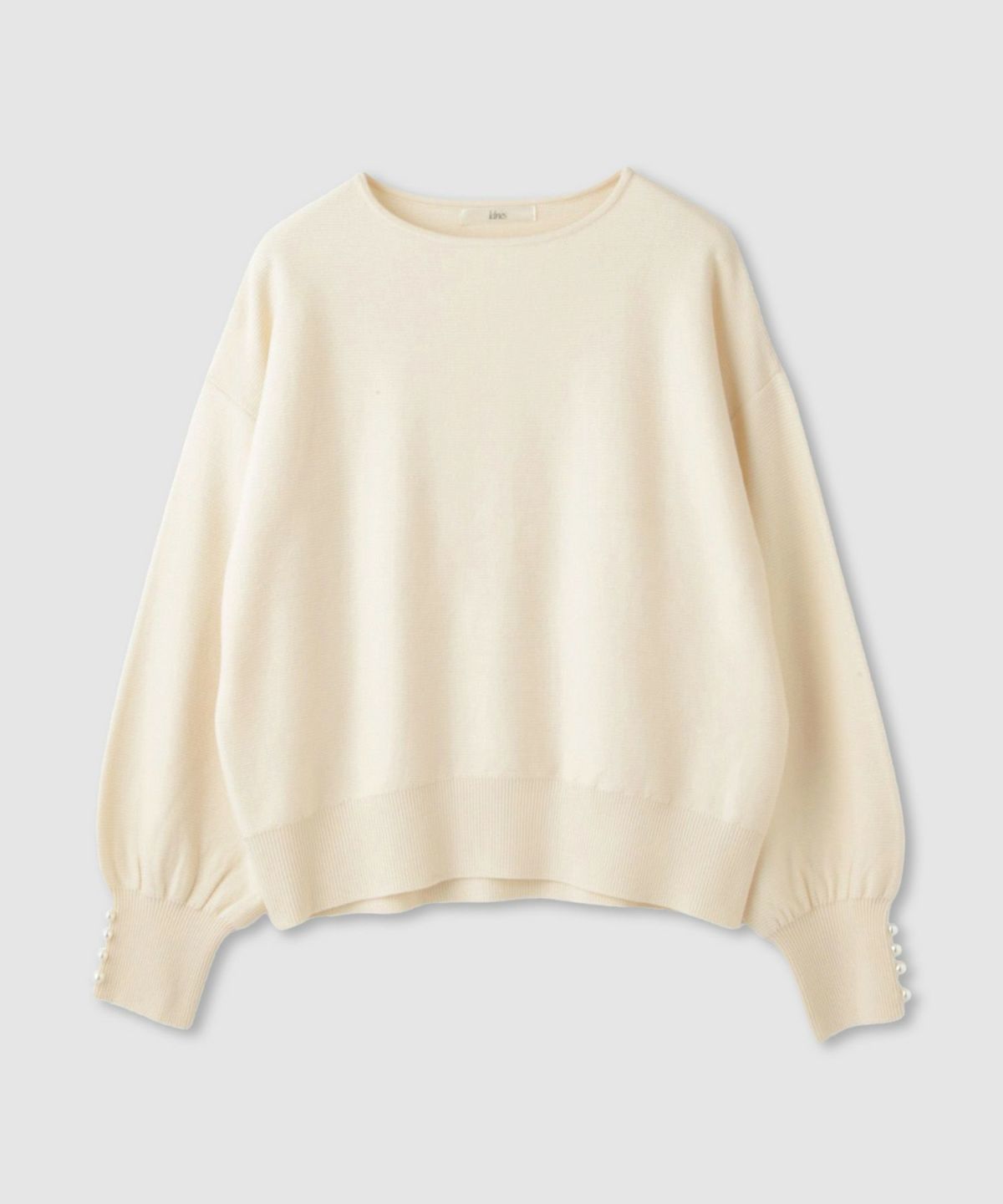 Idnes 横リブパールボタンニット レディース