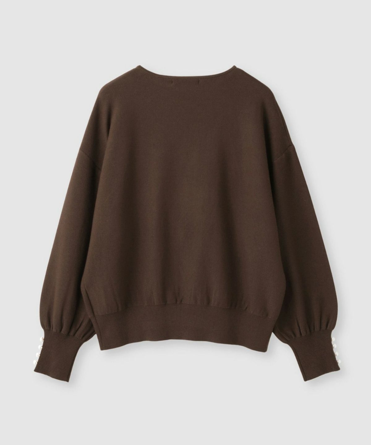 Idnes 横リブパールボタンニット レディース