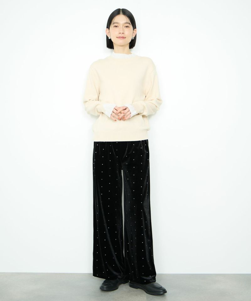 Idnes  襟プリーツドッキングニット レディース商品画像-9