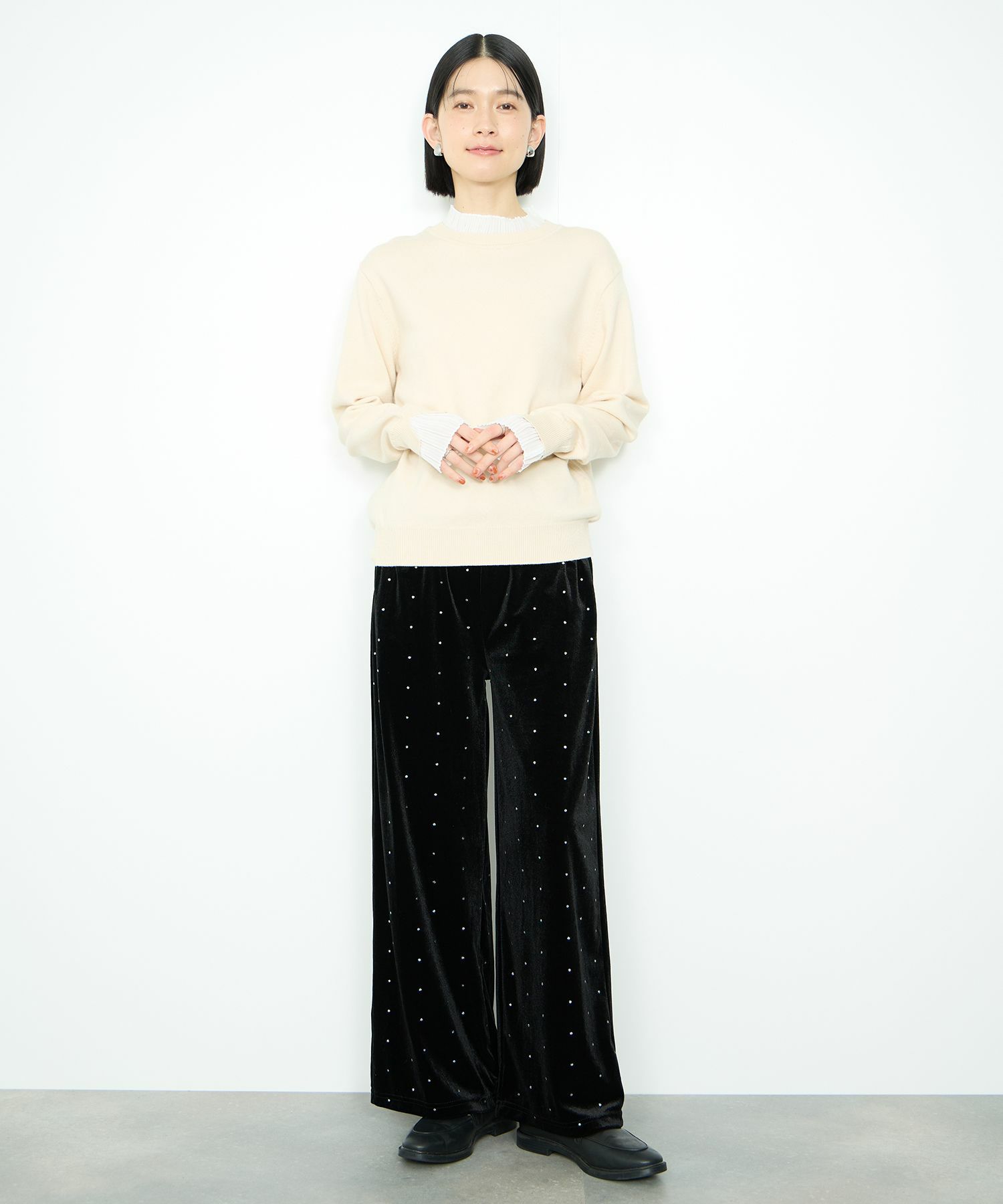 [さらに50%OFF]Idnes  襟プリーツドッキングニット レディース商品画像-9