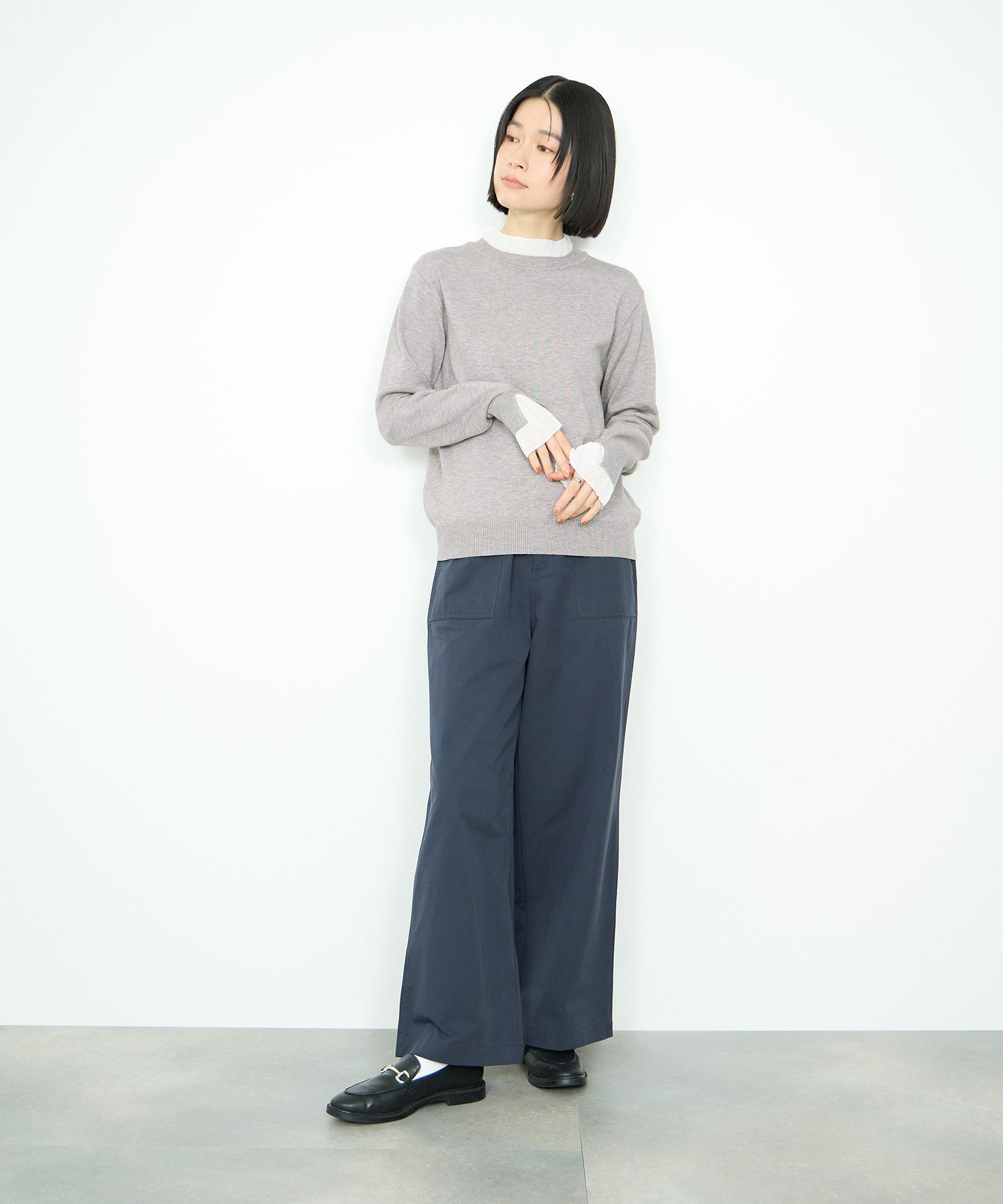 [さらに50%OFF]Idnes  襟プリーツドッキングニット レディース商品サムネイル-12