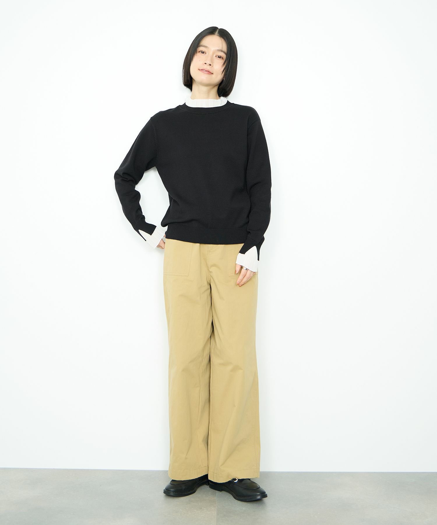 [さらに50%OFF]Idnes  襟プリーツドッキングニット レディース商品画像-15