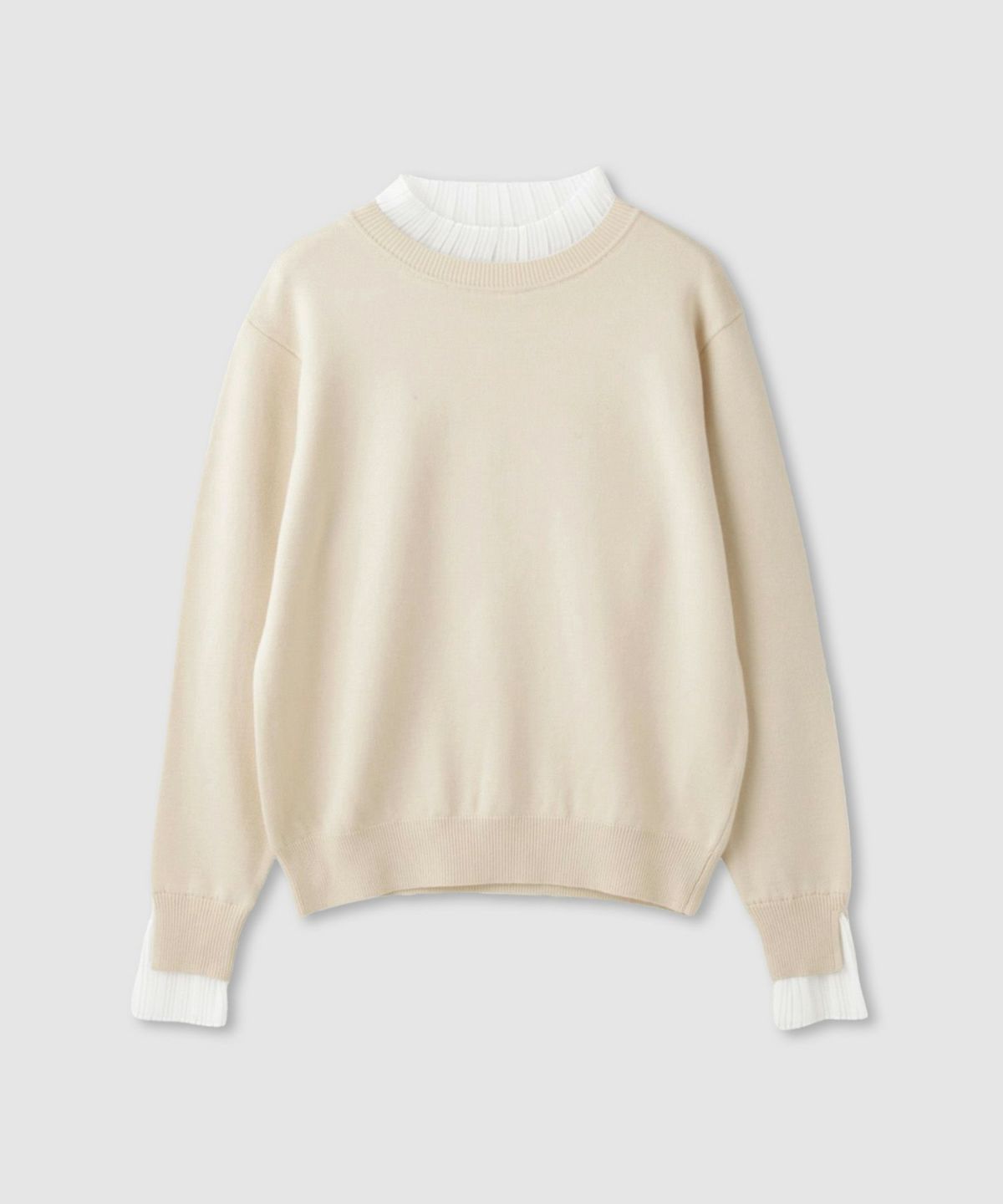  Idnes 襟プリーツドッキングニット レディース