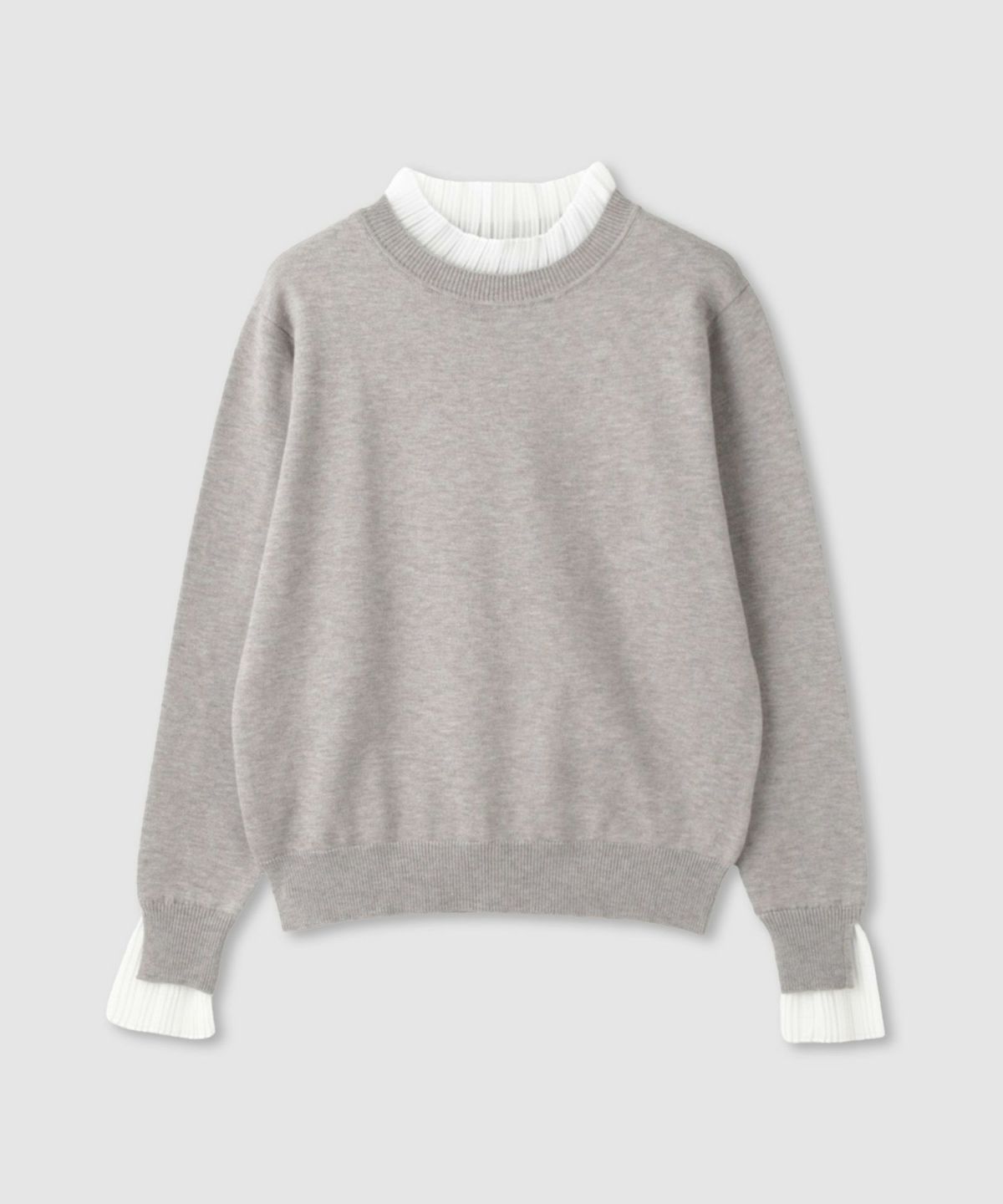  Idnes 襟プリーツドッキングニット レディース