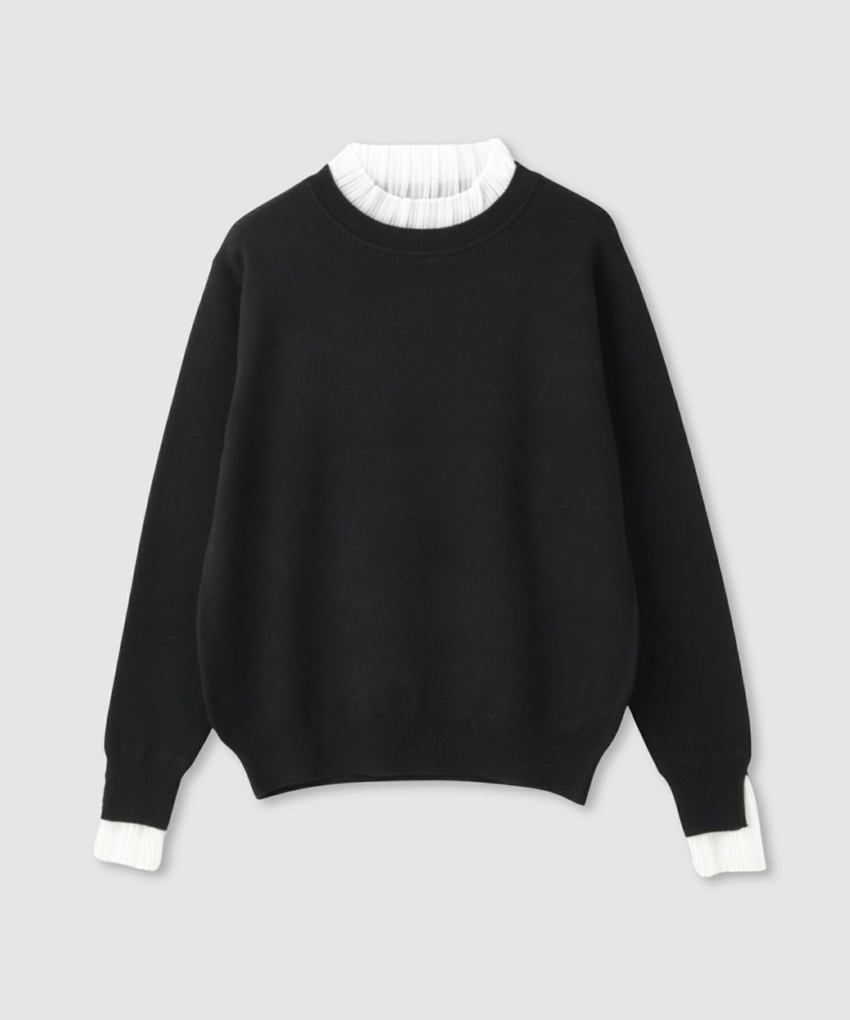  Idnes 襟プリーツドッキングニット レディース