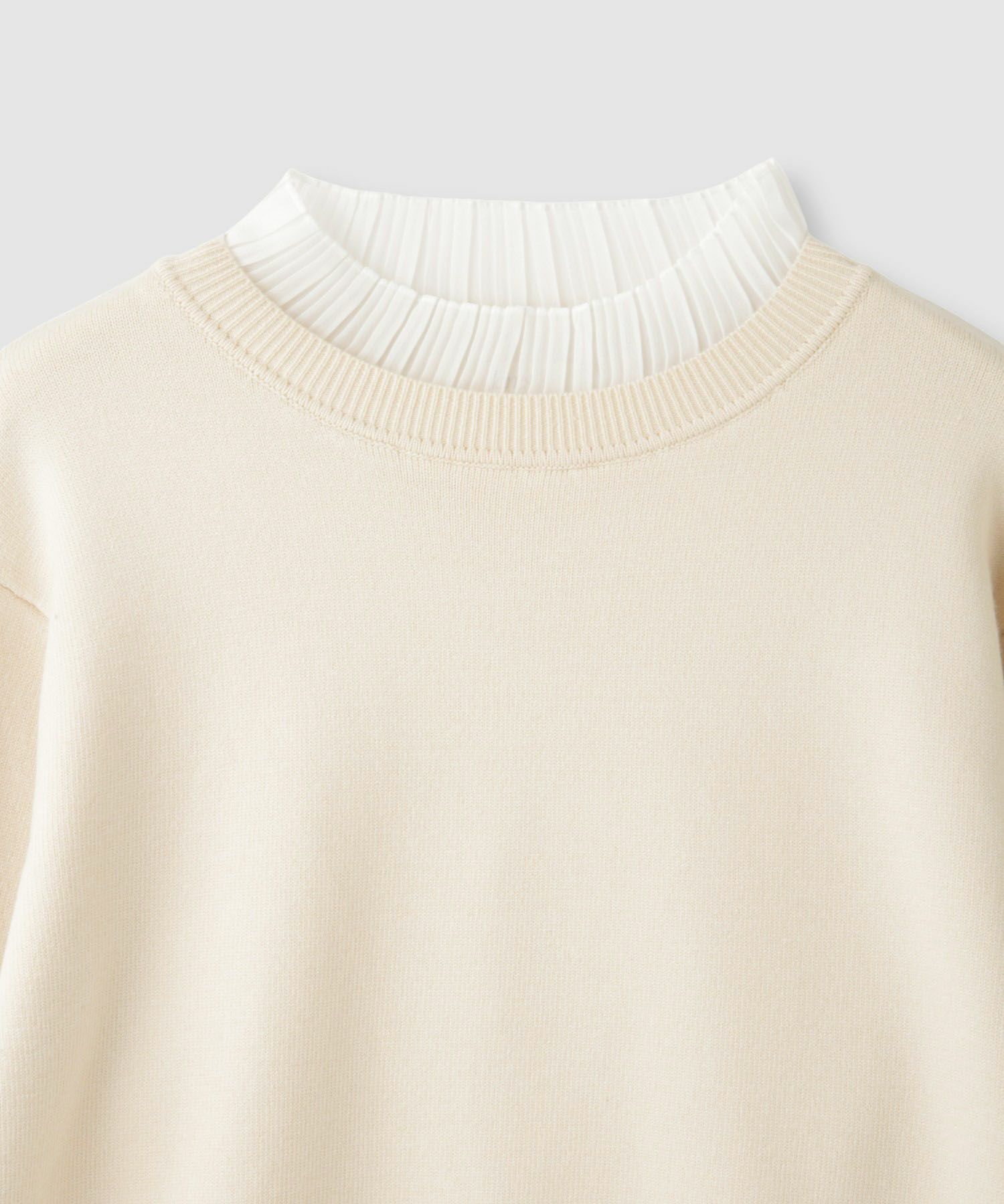  Idnes 襟プリーツドッキングニット レディース