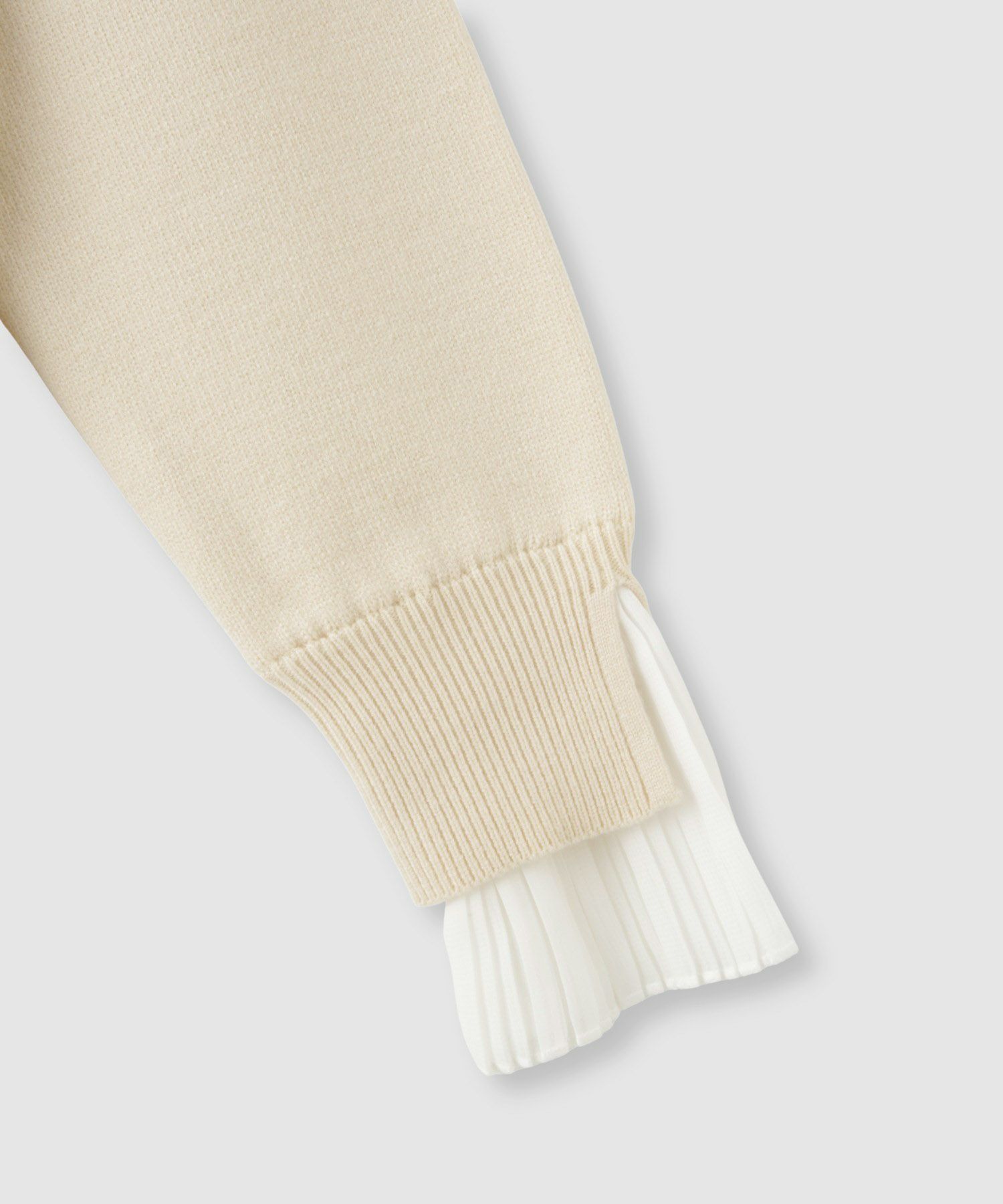  Idnes 襟プリーツドッキングニット レディース