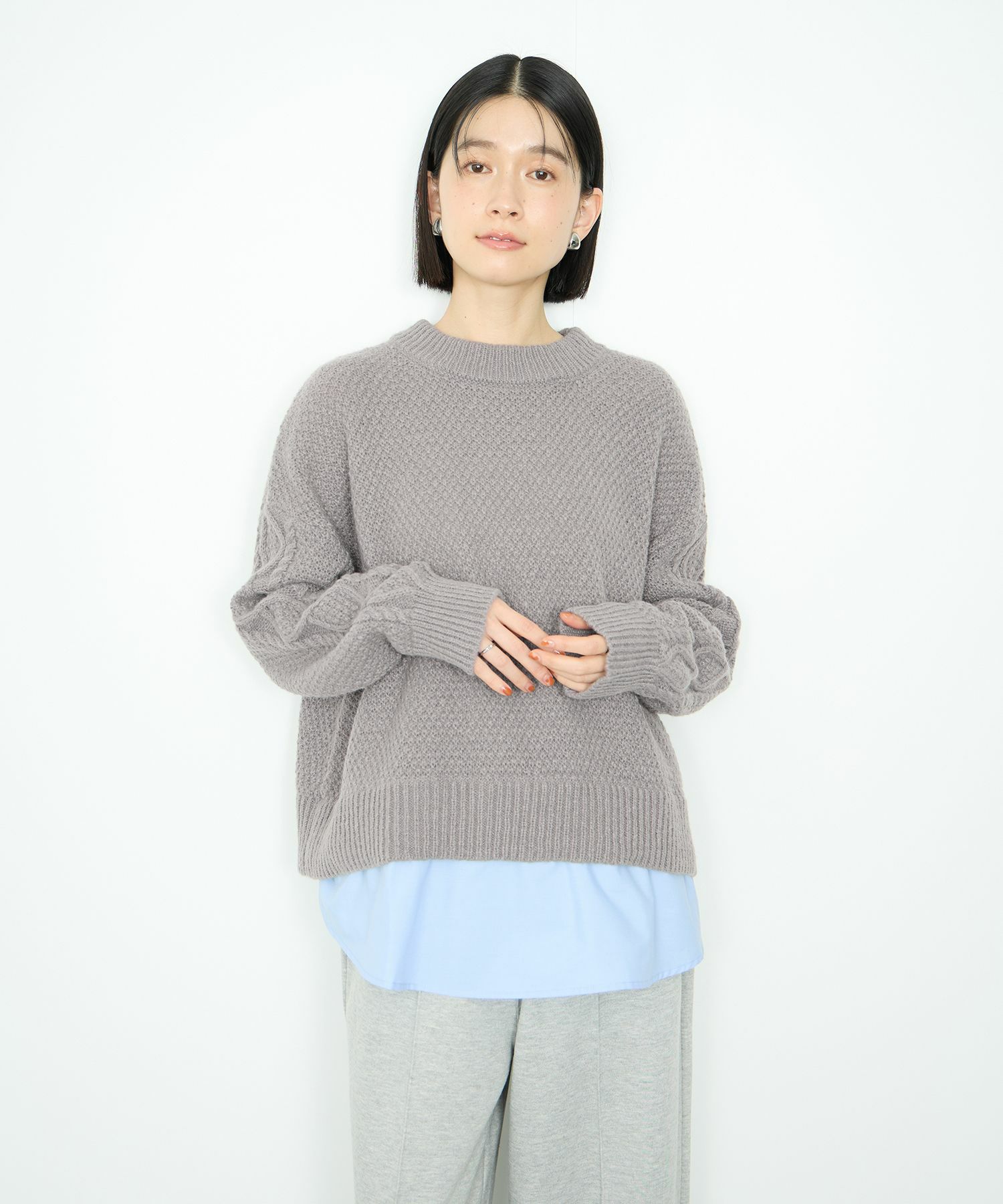 [さらに50%OFF]Idnes  シャツレイヤードニット レディース商品画像-1