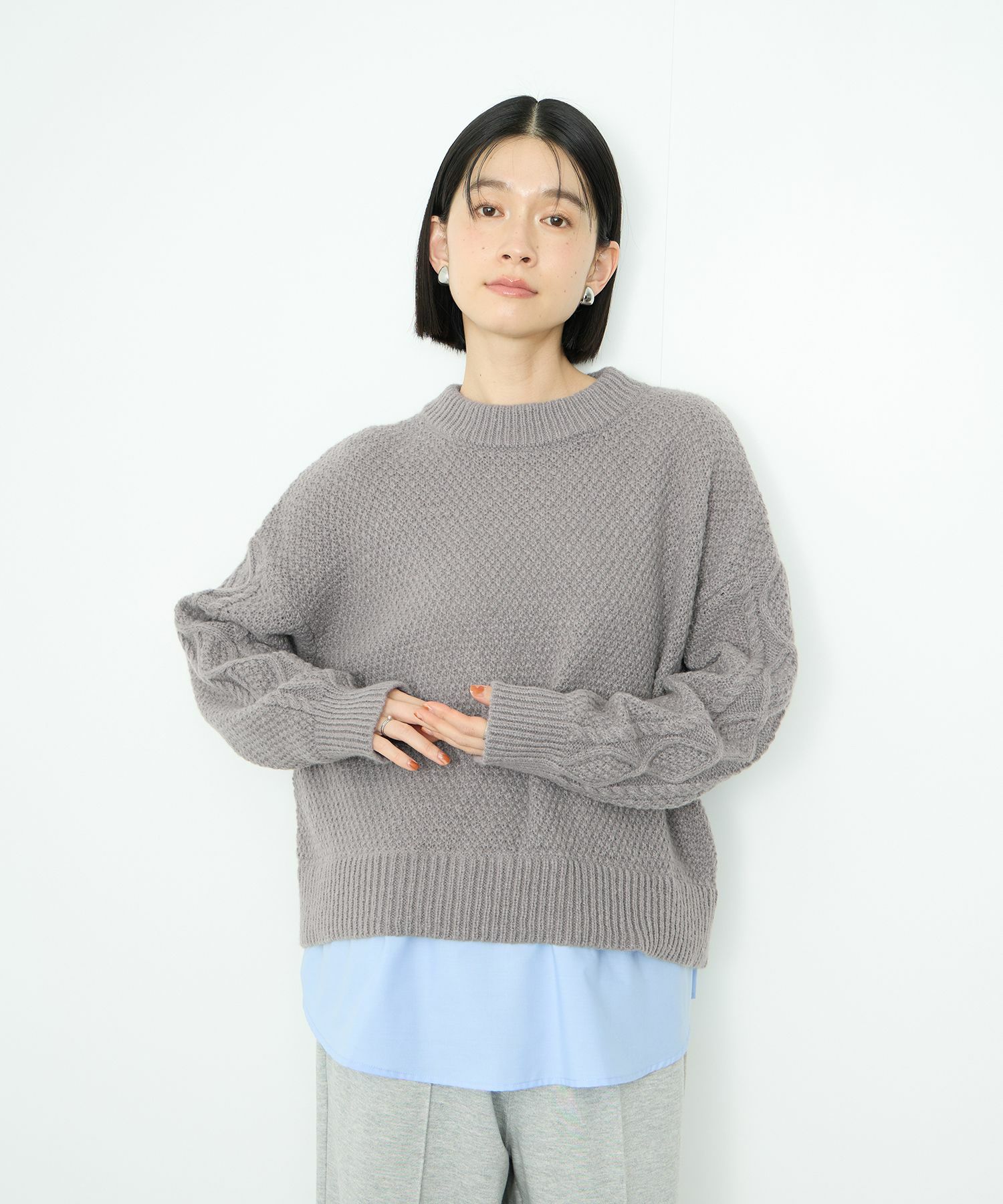 [さらに50%OFF]Idnes  シャツレイヤードニット レディース商品サムネイル-4