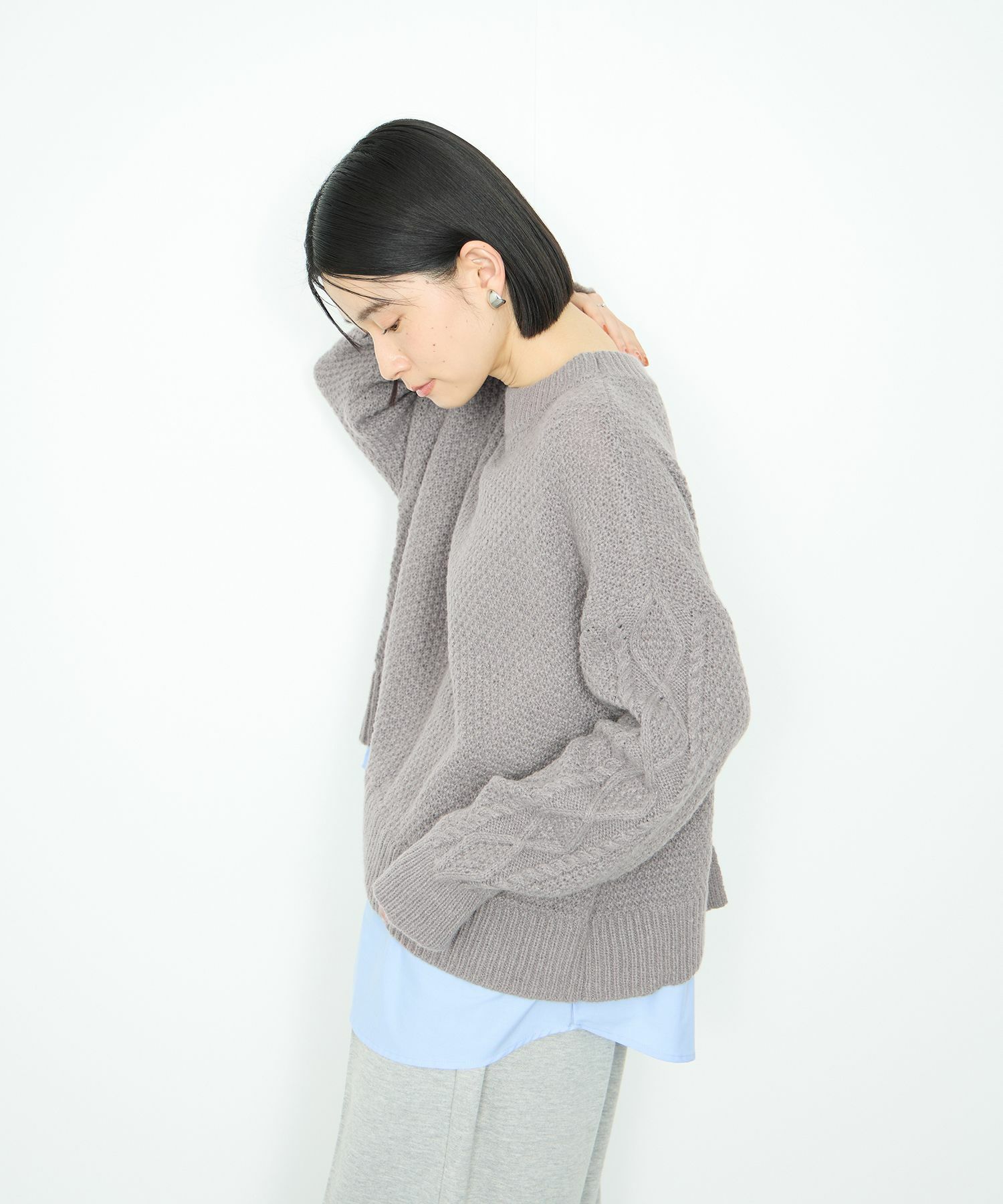 [さらに50%OFF]Idnes  シャツレイヤードニット レディース商品画像-5