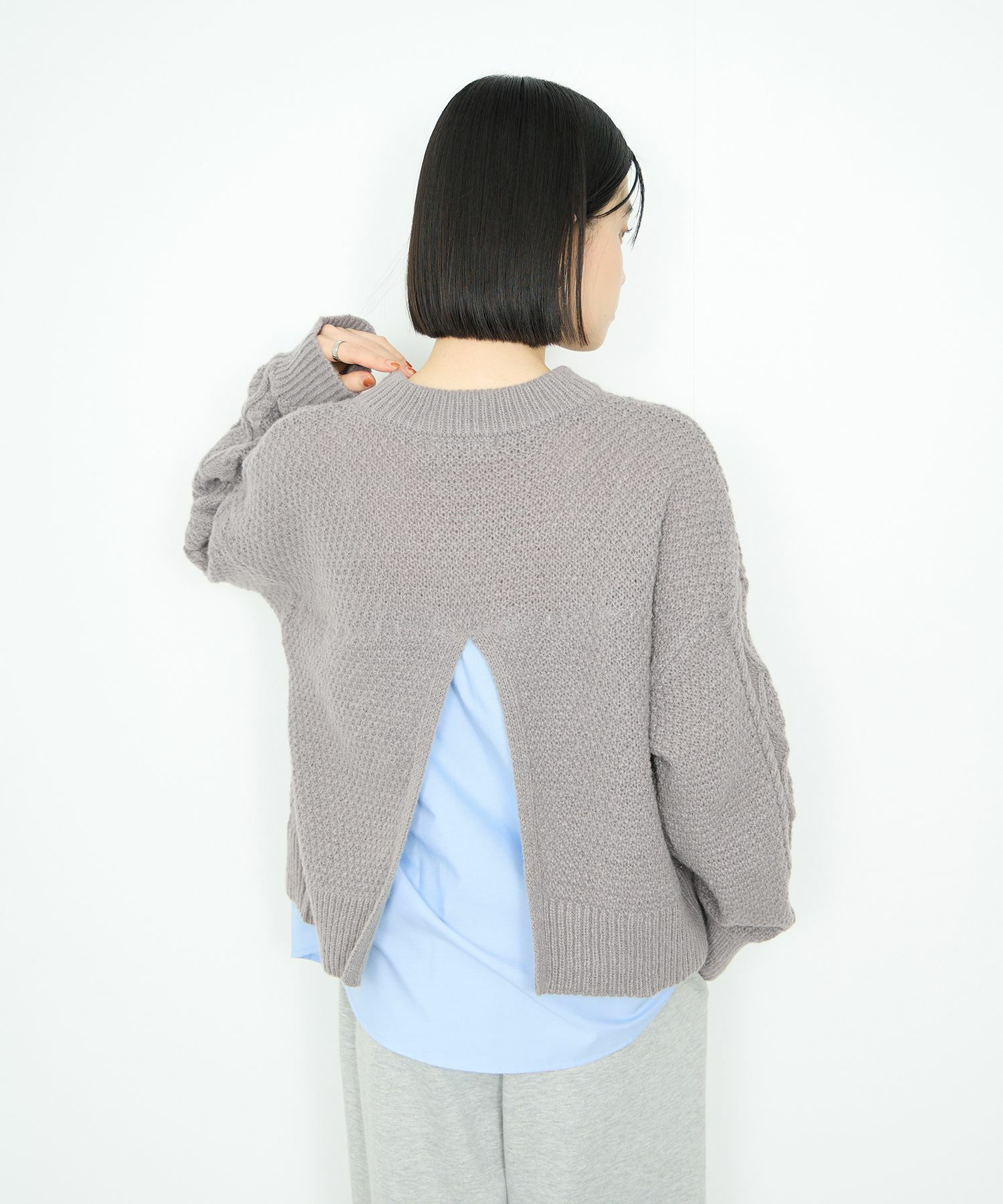 Idnes  シャツレイヤードニット レディース商品画像-6