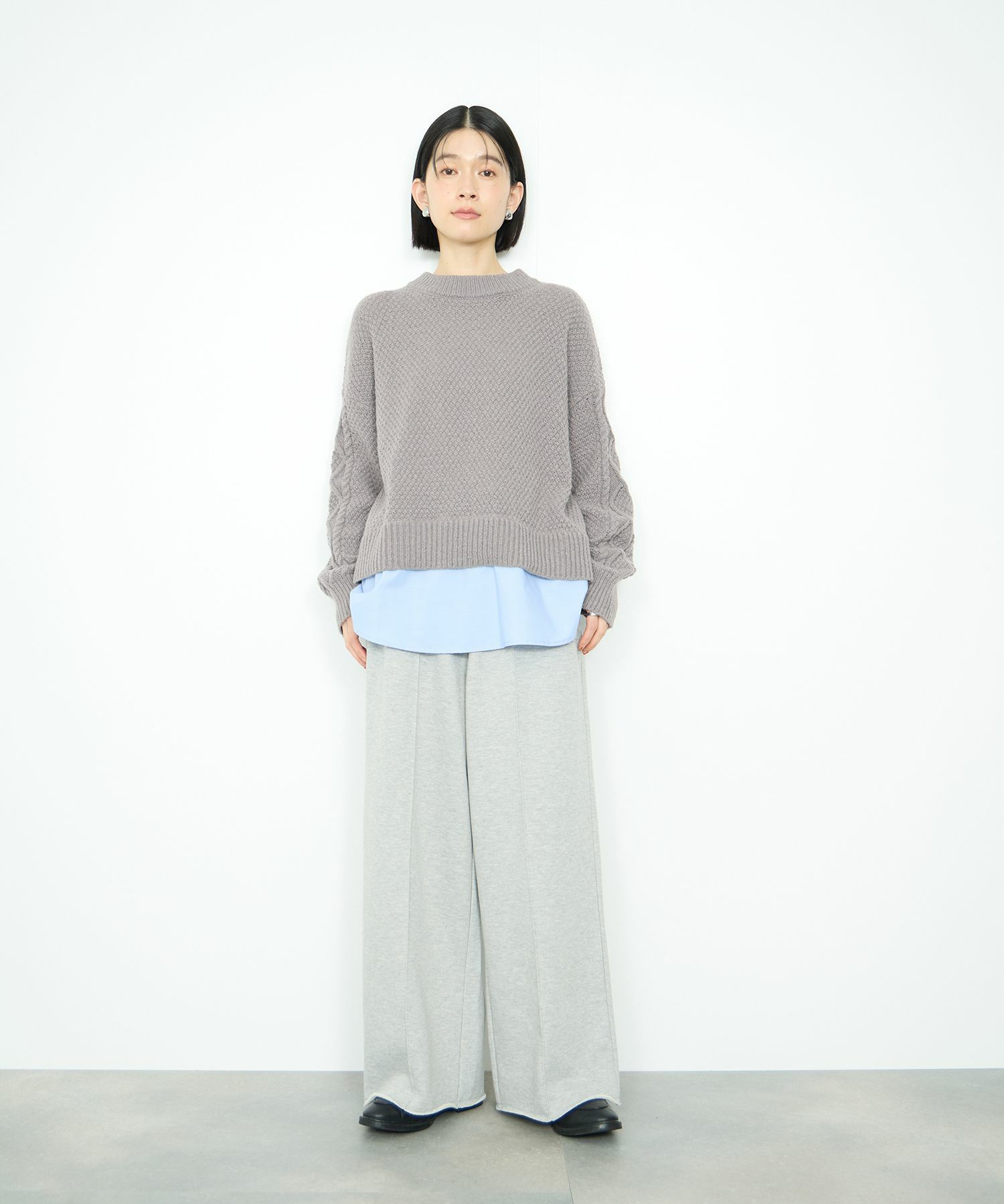  Idnes シャツレイヤードニット レディース