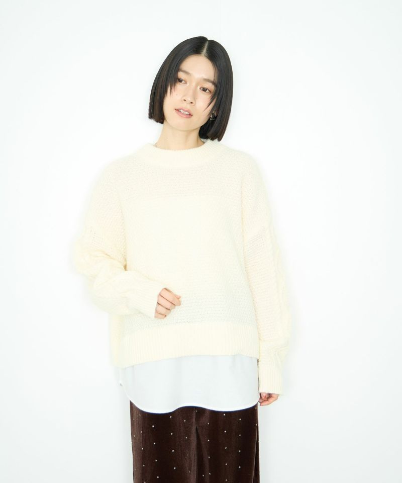 Idnes  シャツレイヤードニット レディース商品画像-10