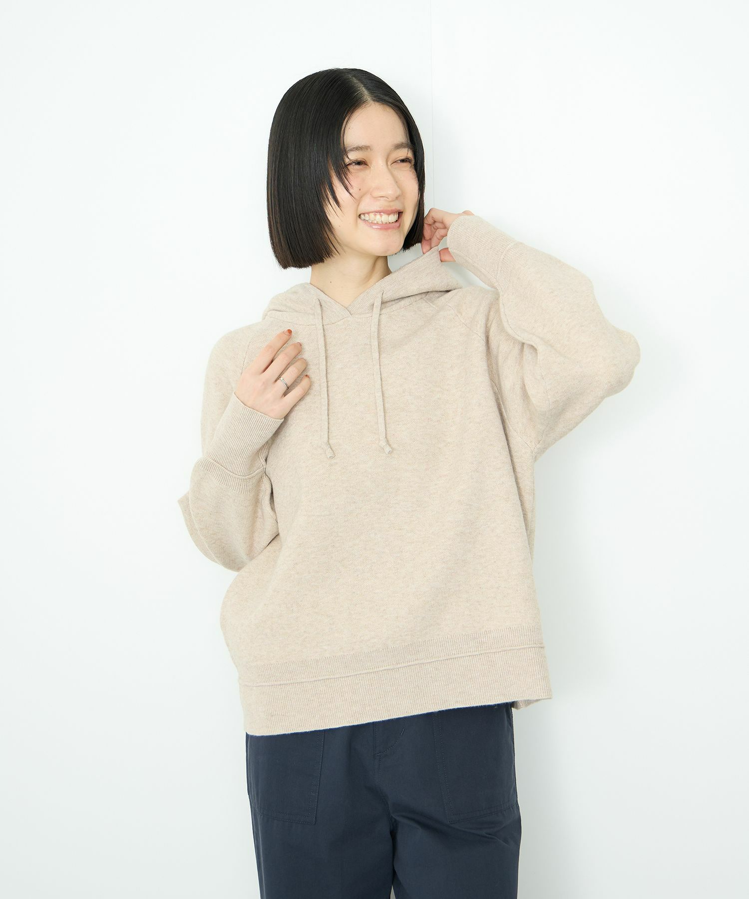 Idnes  フードニットパーカー レディース商品画像-4